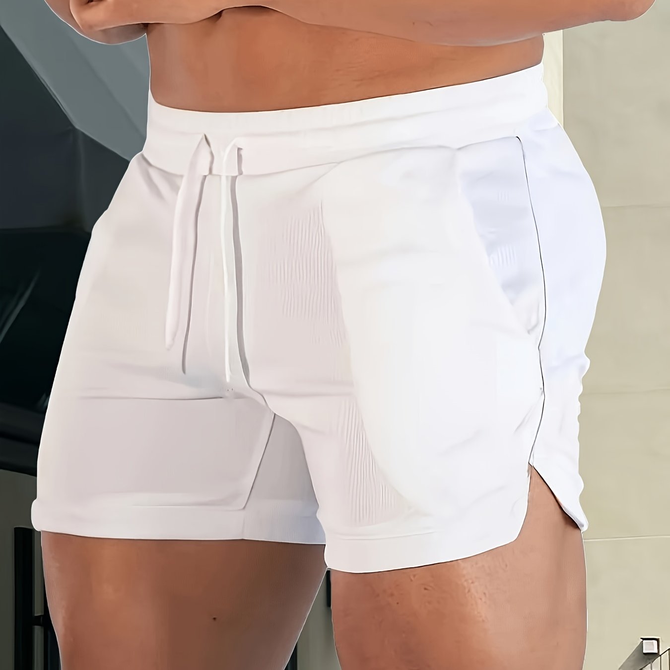TEMU Summer Solid-color Casual Sports Shorts And Fitness Outdoor Beach Shorts Are Perfect For Travel, Shopping And Running