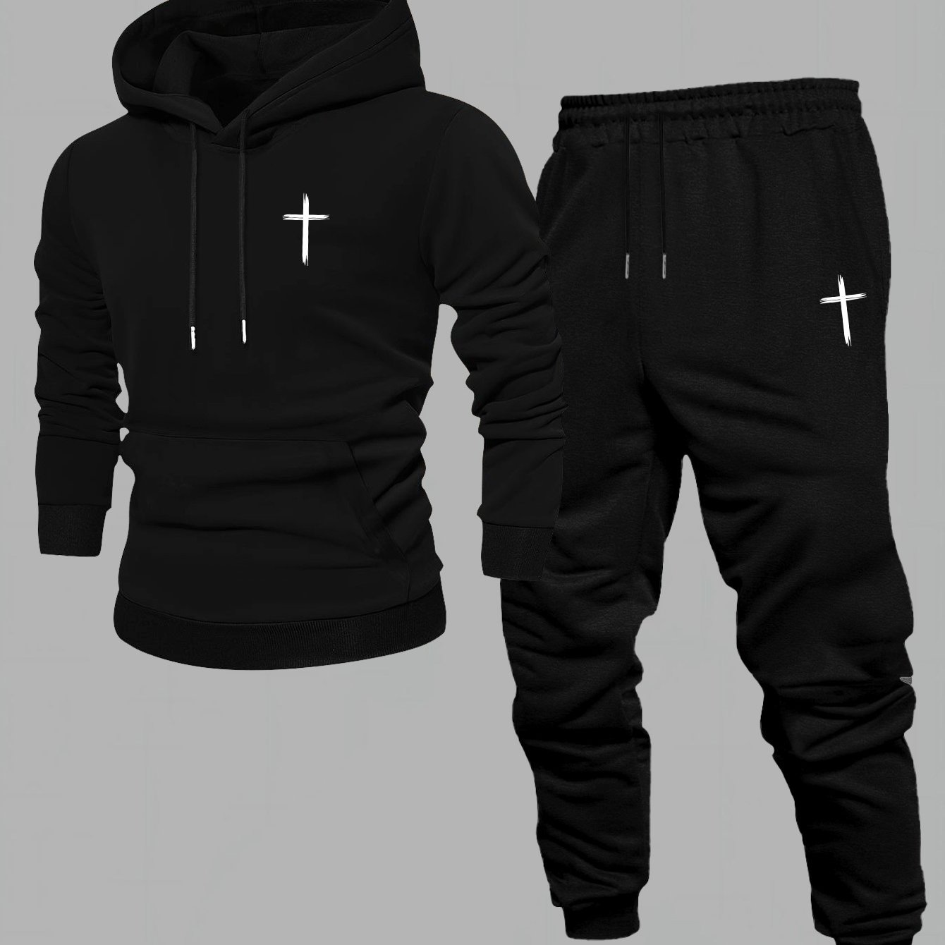 Men's Printed 2pcs Set, Casual Hooded Long-sleeve Sweatshirt And Jogger Pants Outfit, Suitable For Winter And Autumn, Sportswear Set