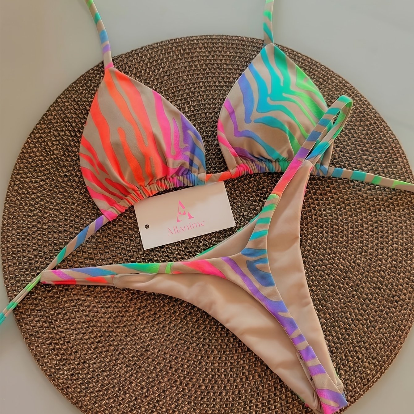 Novi seksi priložnostni modni bikini z ovratnikom na zatikanje za plažo in bazen zabavo