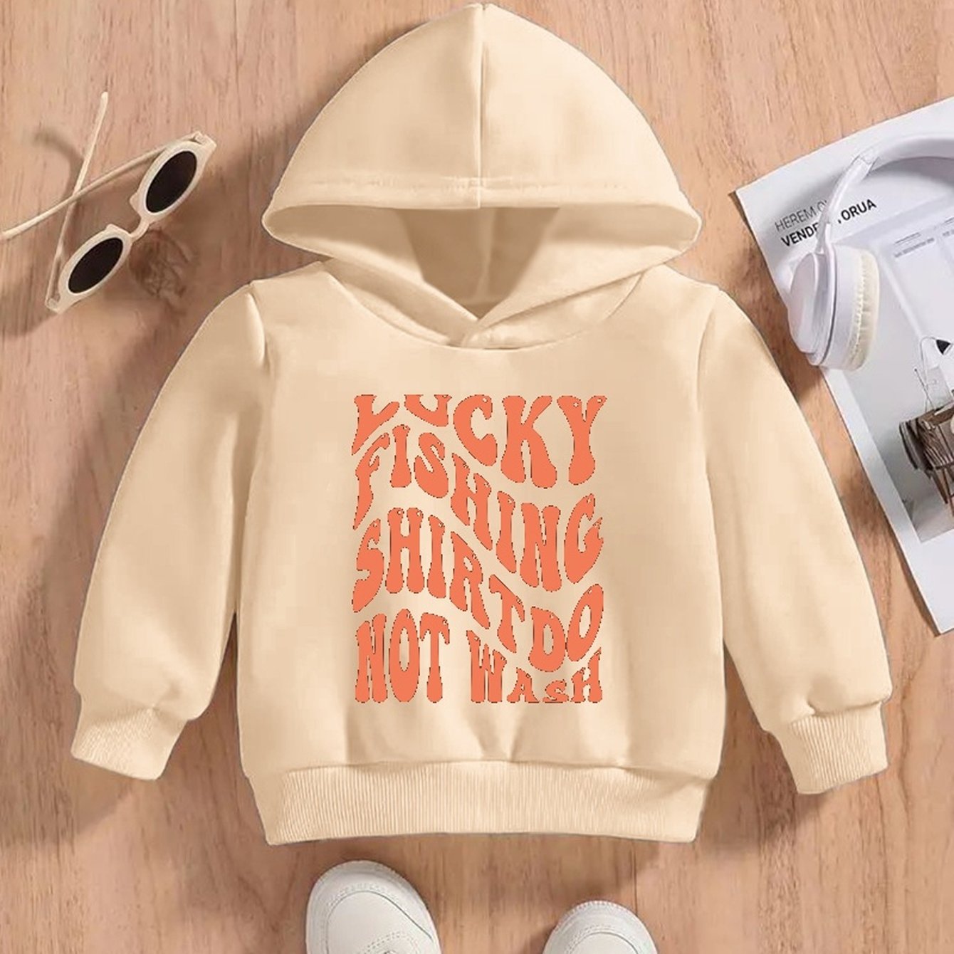 Lucky Fishing Shirt Wash Letter Print Boys Hoodie Stay - Temu Italy