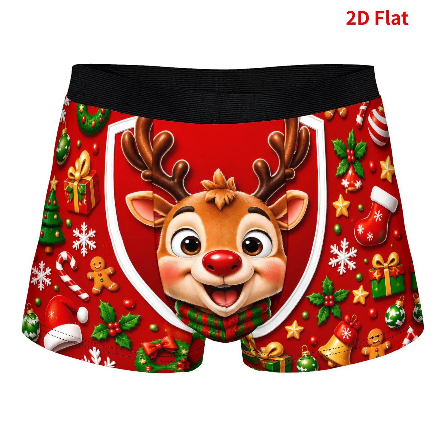 TEMU 2d Print Design Reindeer Underwear With Printed Design, Fashion Underwear, Machine Washable, Soft Polyester Fabric, Great Gift For Husband