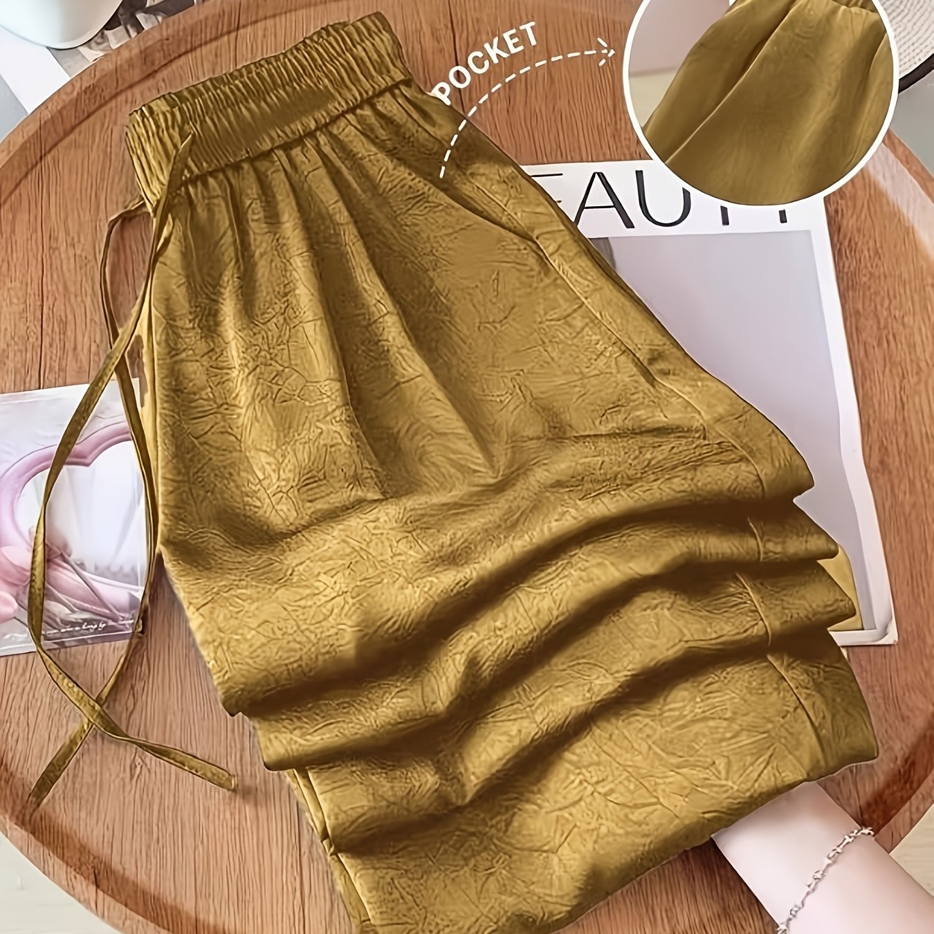 TEMU Tallas grandes, Pantalones elegantes de talla grande para mujer de cintura y pierna ancha - Cómodos y duraderos, adecuados para todas las