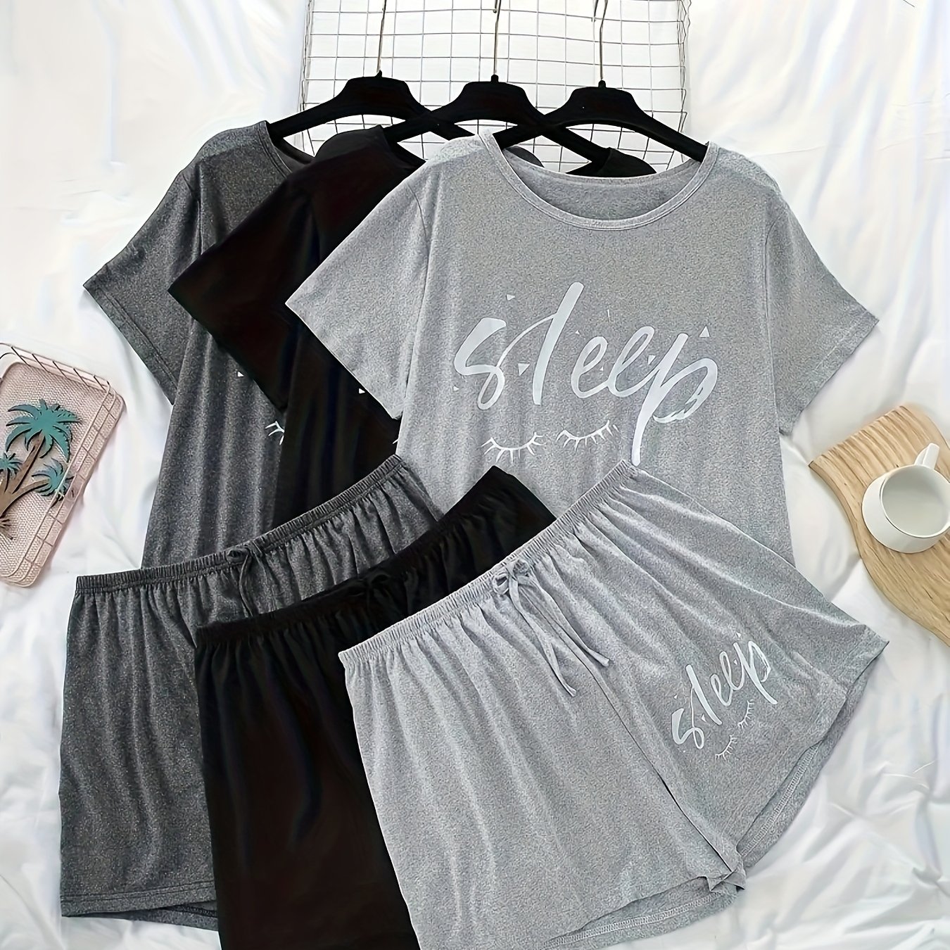 Women's Pajama Eyelash Letter 3-pack Set