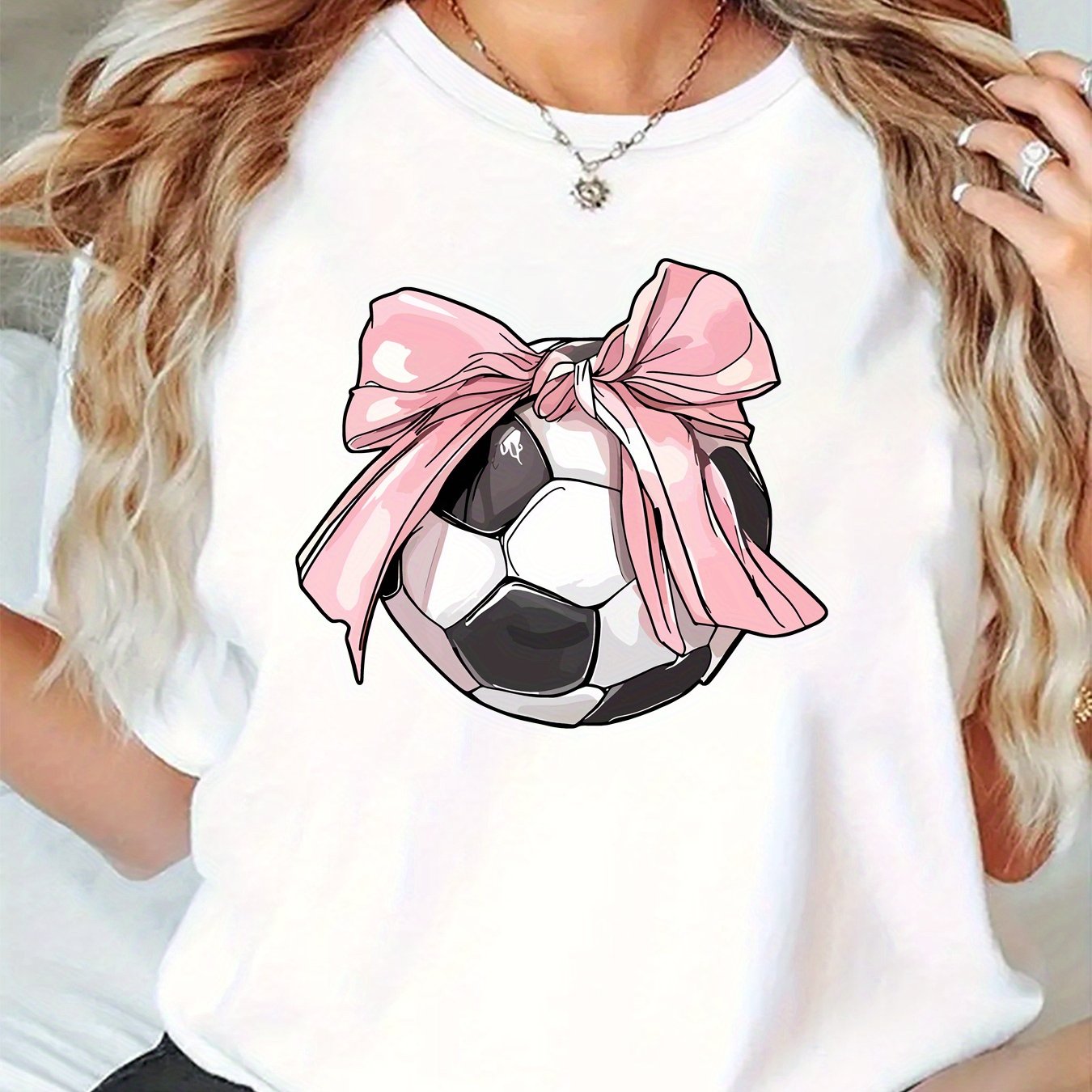 TEMU Football Fashion Print Women's Casual Sports T-shirt