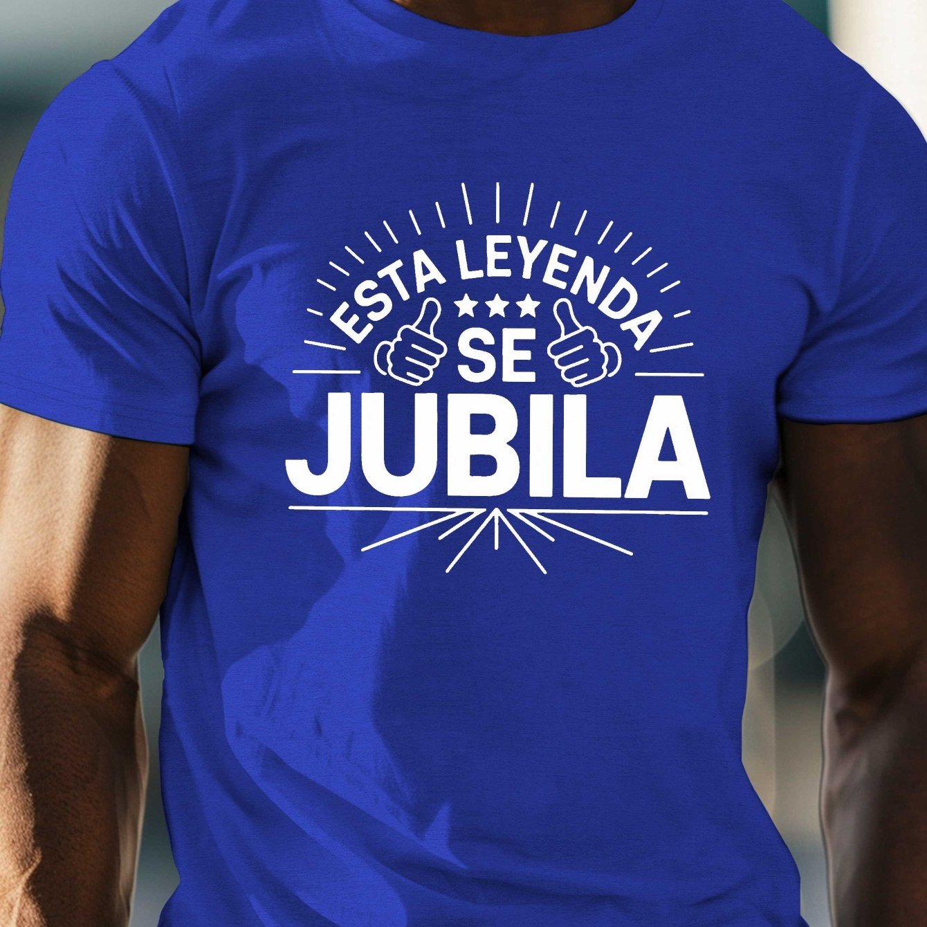 TEMU Diseño divertido de camiseta de manga corta para hombre con cuello y en español sobre la jubilación, una camiseta relajada y para el verano
