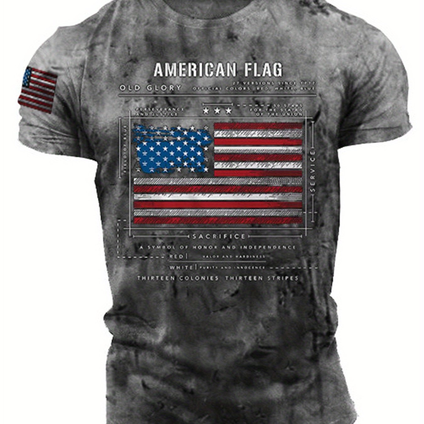 TEMU American Flag Print, Men's Graphic Design Crew Neck Active T-shirt, Casual Comfy Tees Tshirts For Summer, Men's Clothing Tops For Daily Gym Workout Running