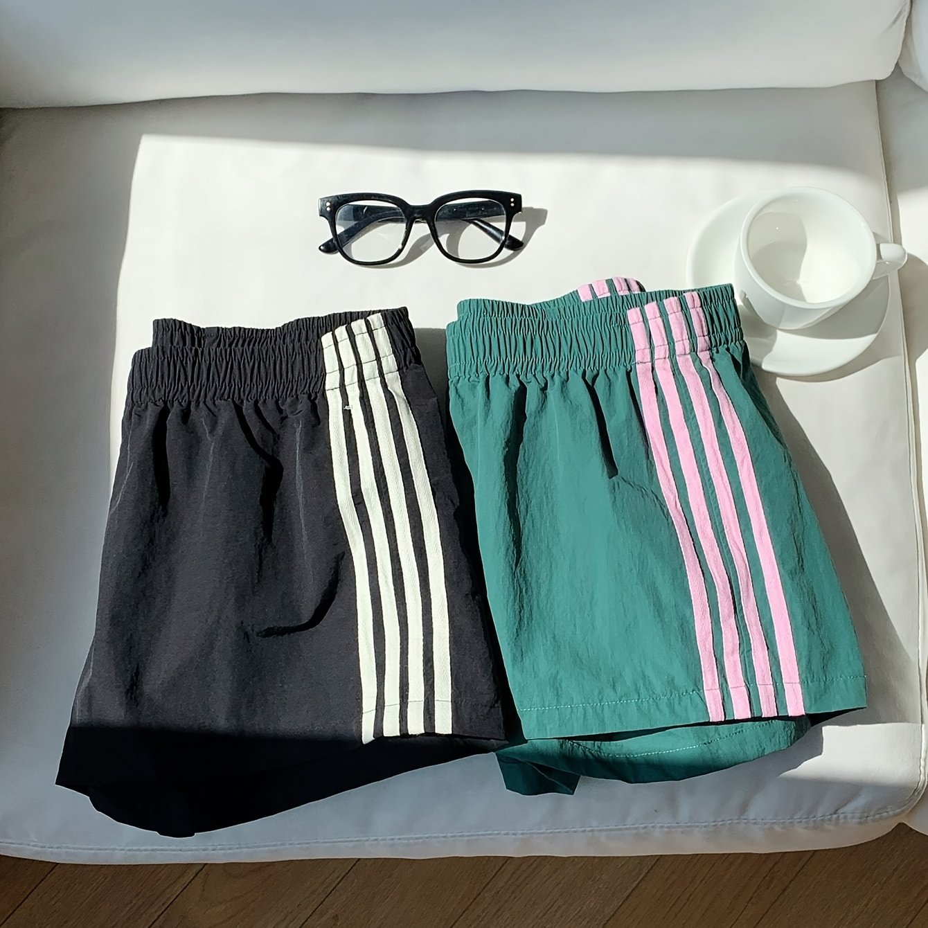 Two-piece Women's Side Stripe Elastic Waist Casual Loose Shorts Summer Women's Shorts