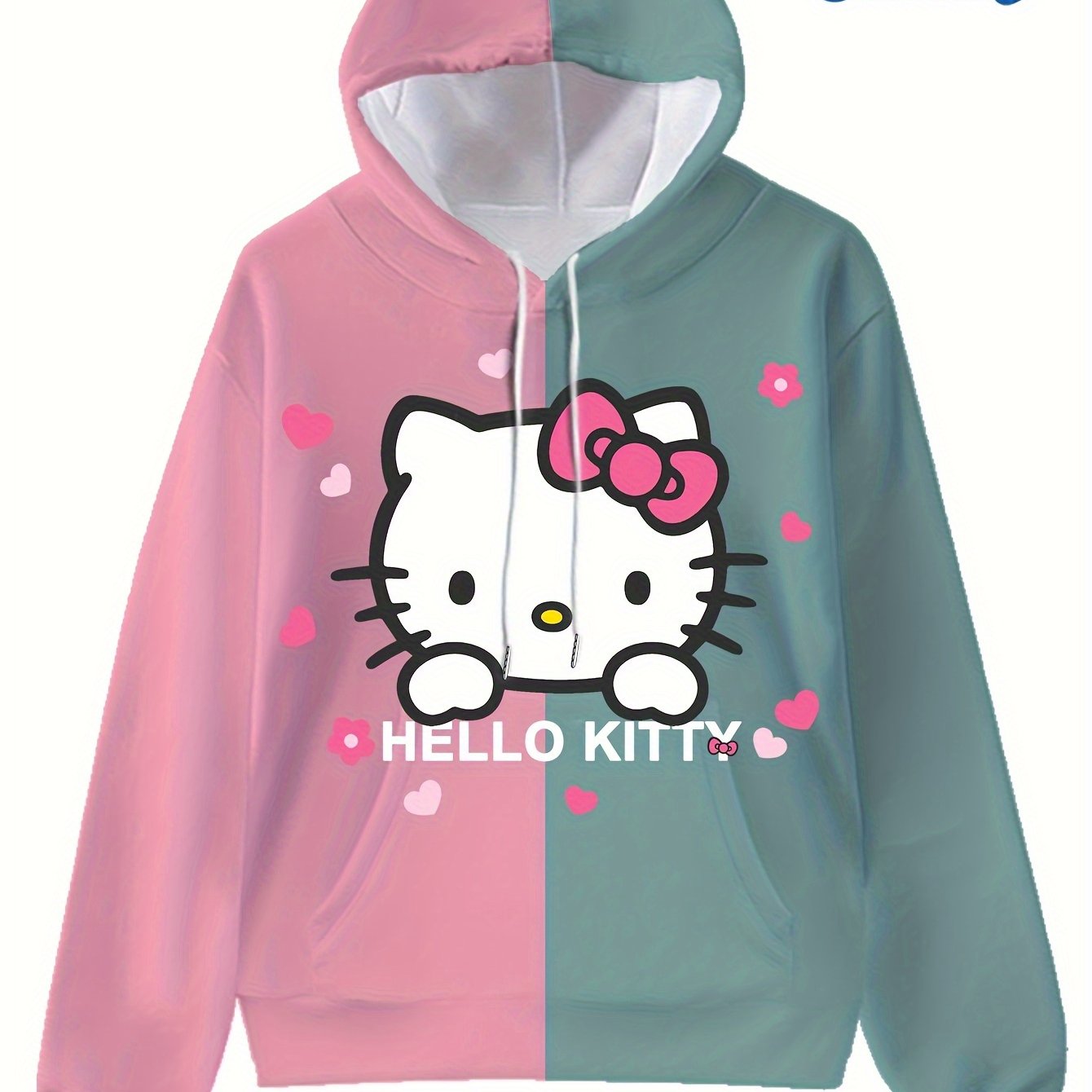 Hoodie For Cat Lovers - Design Featuring Cat Ears, A Bow With Letters, Long Sleeves, A Pocket, And Machine Washable Fabric - In Pink And Green, Suitable For | Hoodie | Women's Apparel