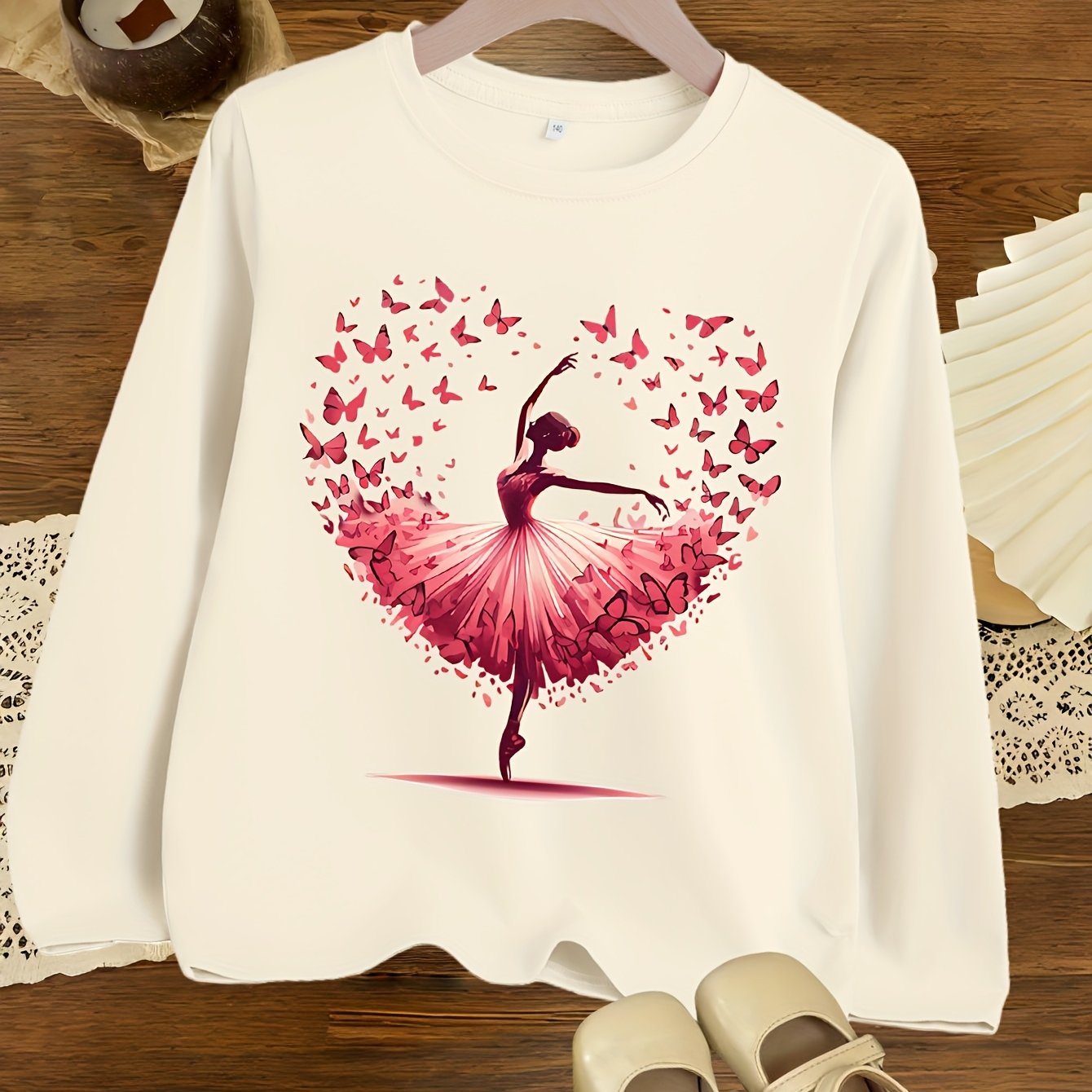 Girls' Casual Long Sleeve T-shirts With Cute & Dinosaur Prints - Soft Round Neck Blouses, Regular Fit - For, & Casual Attire ( &)