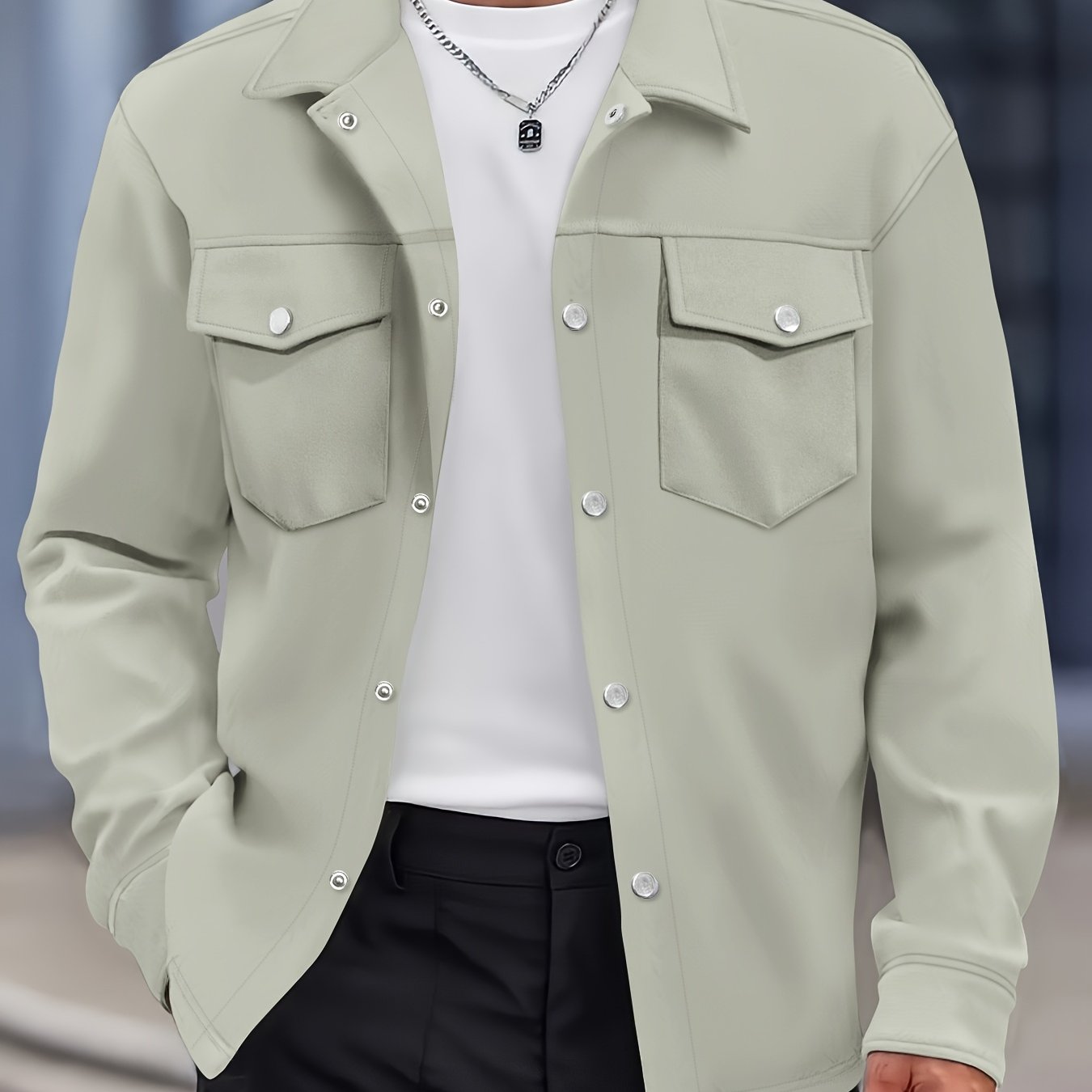 TEMU Chaqueta de color liso para hombre, diseño de un solo botón y grosor medio frontal , exterior de estilo casual para otoño/invierno, ideal para