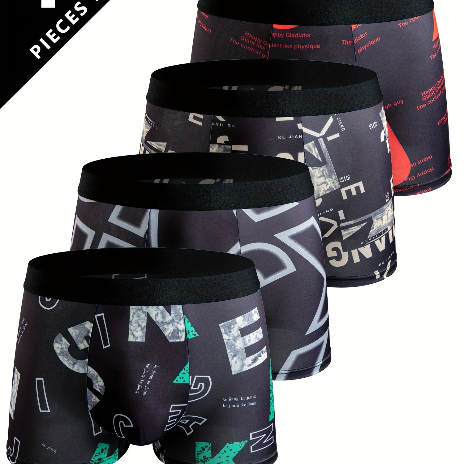 Random [targeted Development] 4-pc Men&;s Underwear Print Boxer Shorts, Comfortable, Breathable And Elastic Underwear, Daily Casual Boxer Shorts