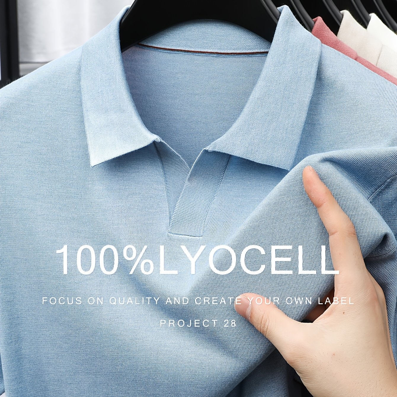 TEMU 100% Fiber Natural Healthy Fabric High-quality Light Luxury Men's Short Sleeve Seagull Collar Turtleneck Knit Shirt Fashion Casual Suitable For