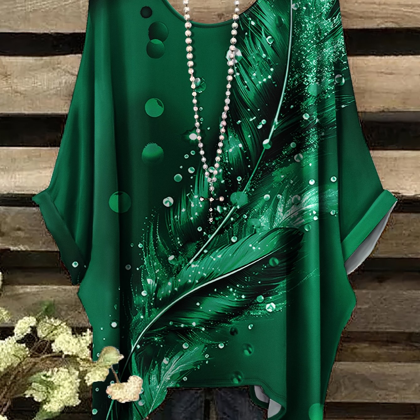 Image of Plus Size, Summer Fashion New Arrival: Plus-size Round-neck Women's T-shirt With Natural And Irregular Polka Dot Print, Casual And Comfortable Style Short-sleeve Top, No Accessories Included