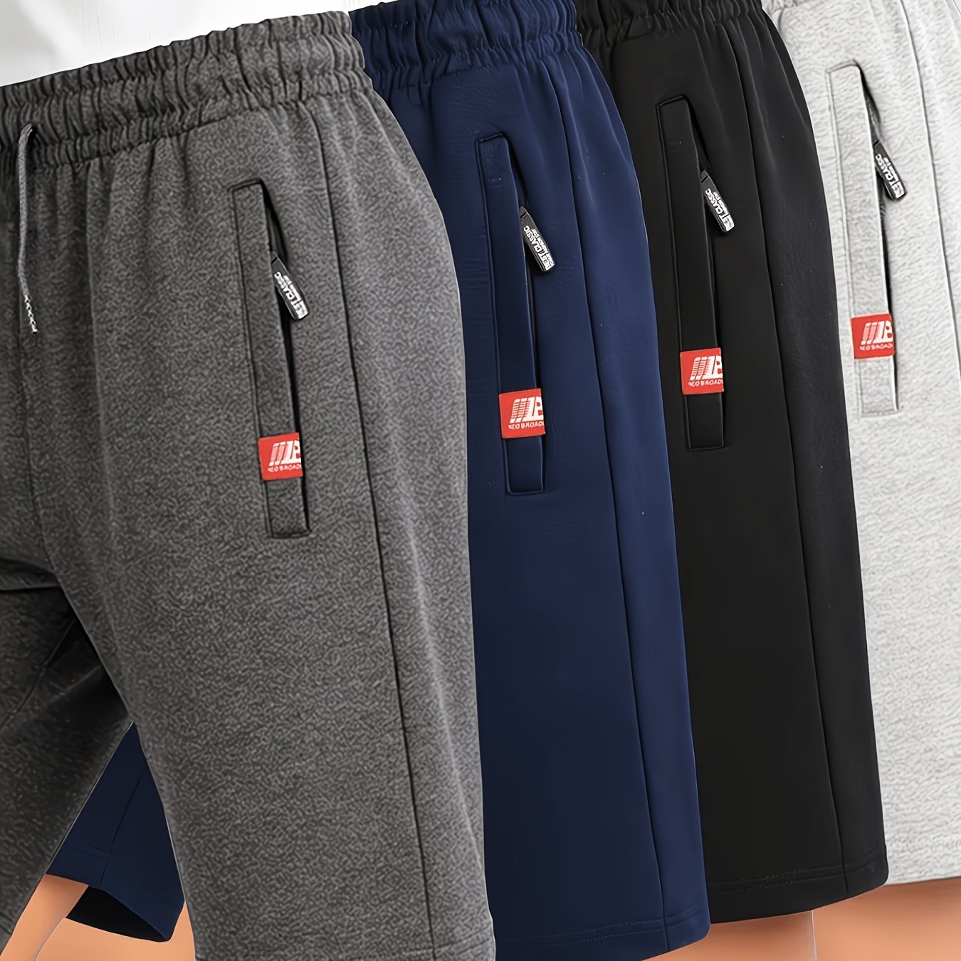 TEMU 3pcs Men's Casual Outdoor Shorts - Summer Zipper , Easy Multi-pocket Daily Wear, Suitable For Running, Fitness, And Travel, Machine Washable,