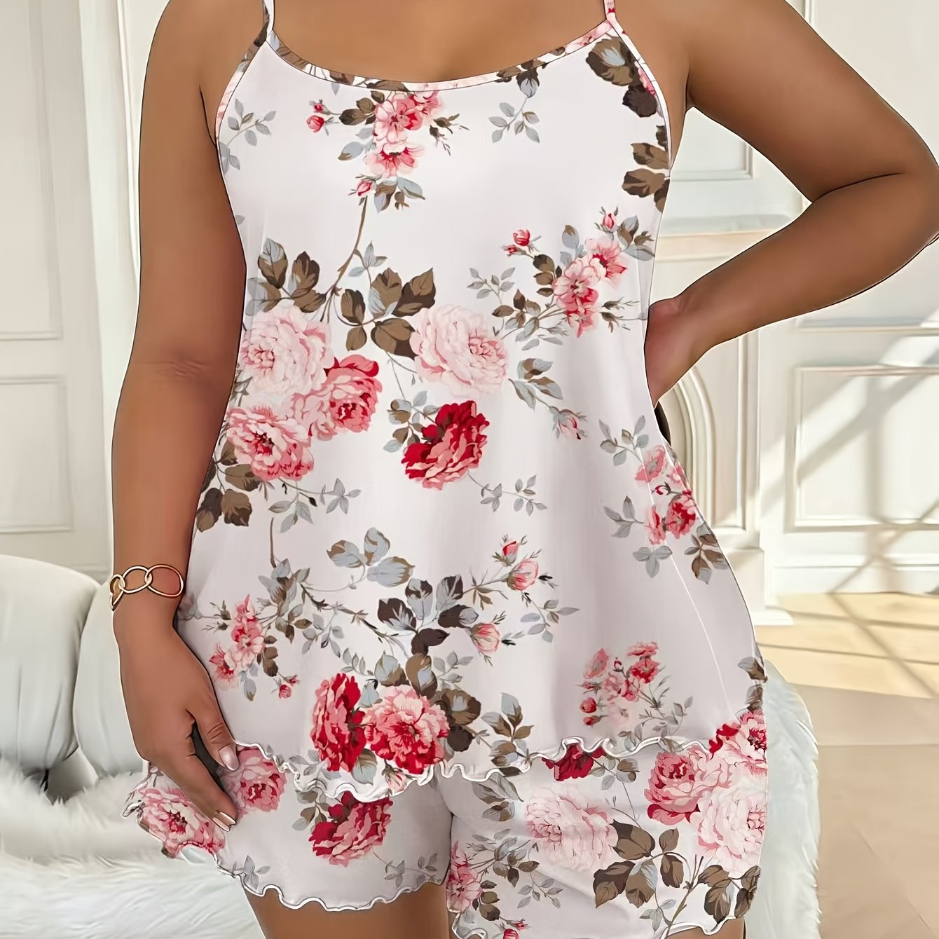 Women's Plus Size Floral Pajama Set