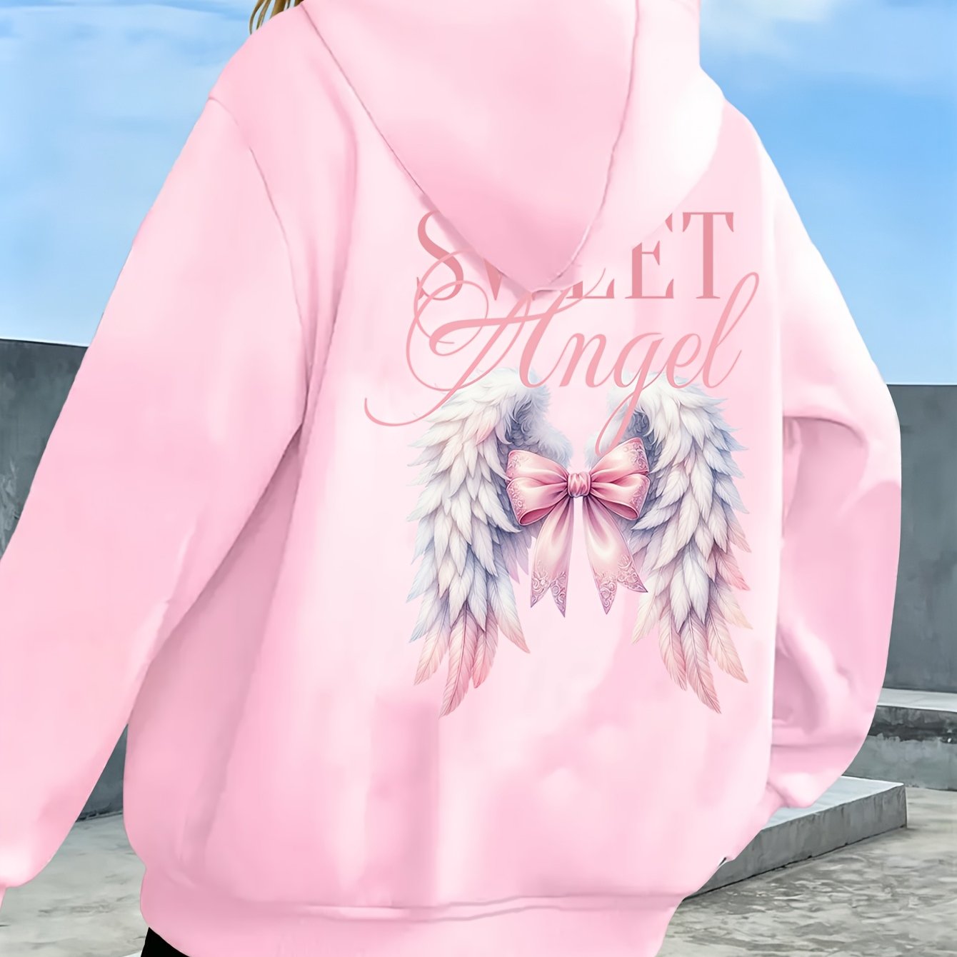 Image of Women's Sweet Graphic Zip-up Hoodie - & Letter Print, 100% Polyester, Front Pockets, Machine Washable, Fall Winter Casual Outdoor Wear