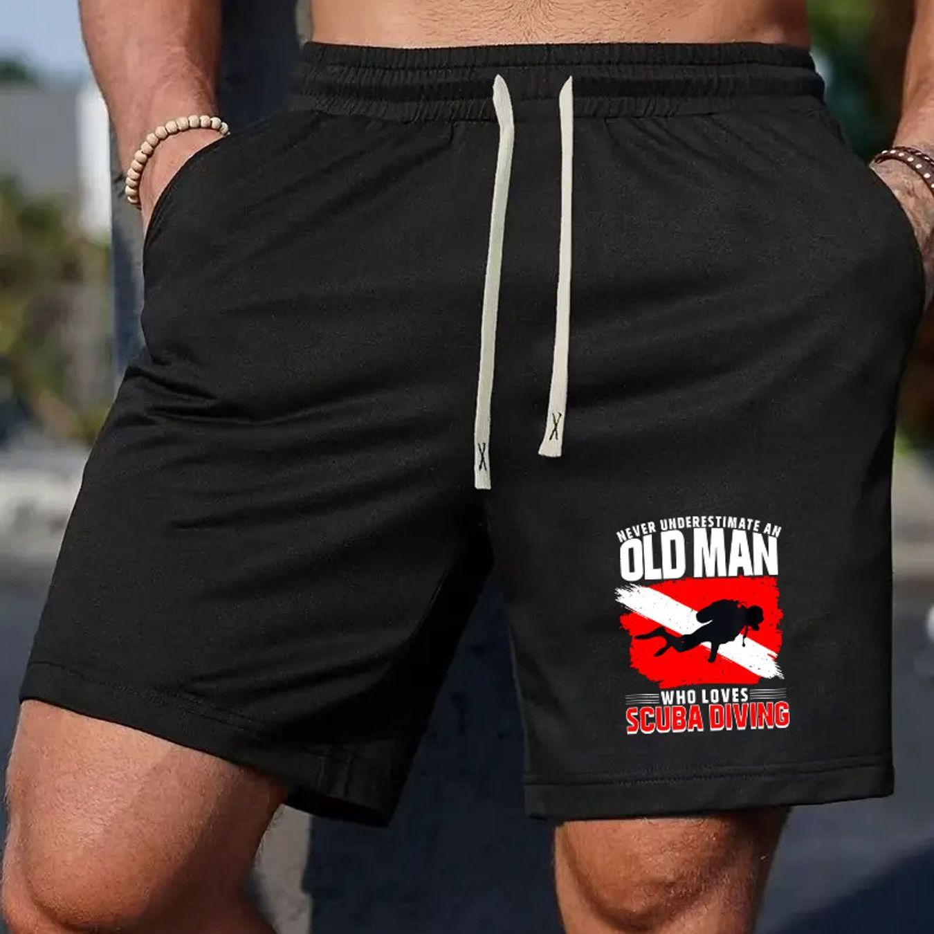 TEMU Don't The Diving Print Men's Waist Pants, Easy , Comfortable Shorts, Spring And Summer Sports Pants
