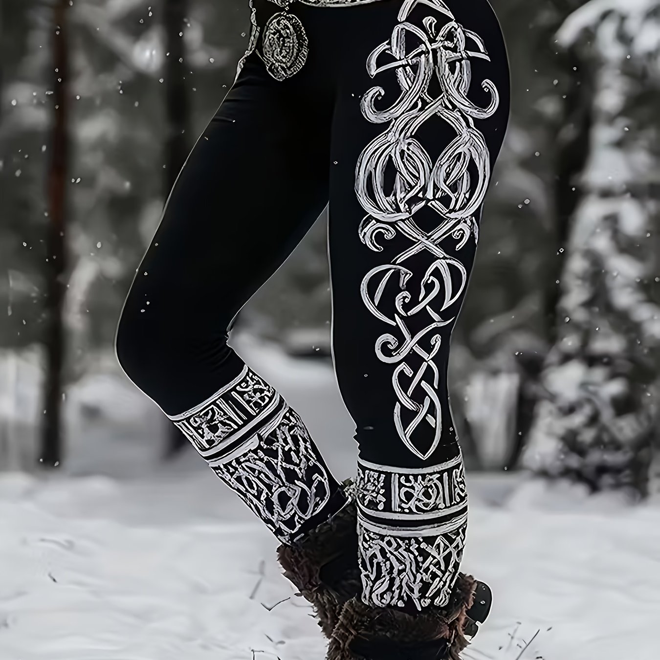 E-shop Damen -Leggings mit Vintage-Kunstdruck, geeignet für Pendeln, Freizeitaktivitäten maschinenwaschbar
