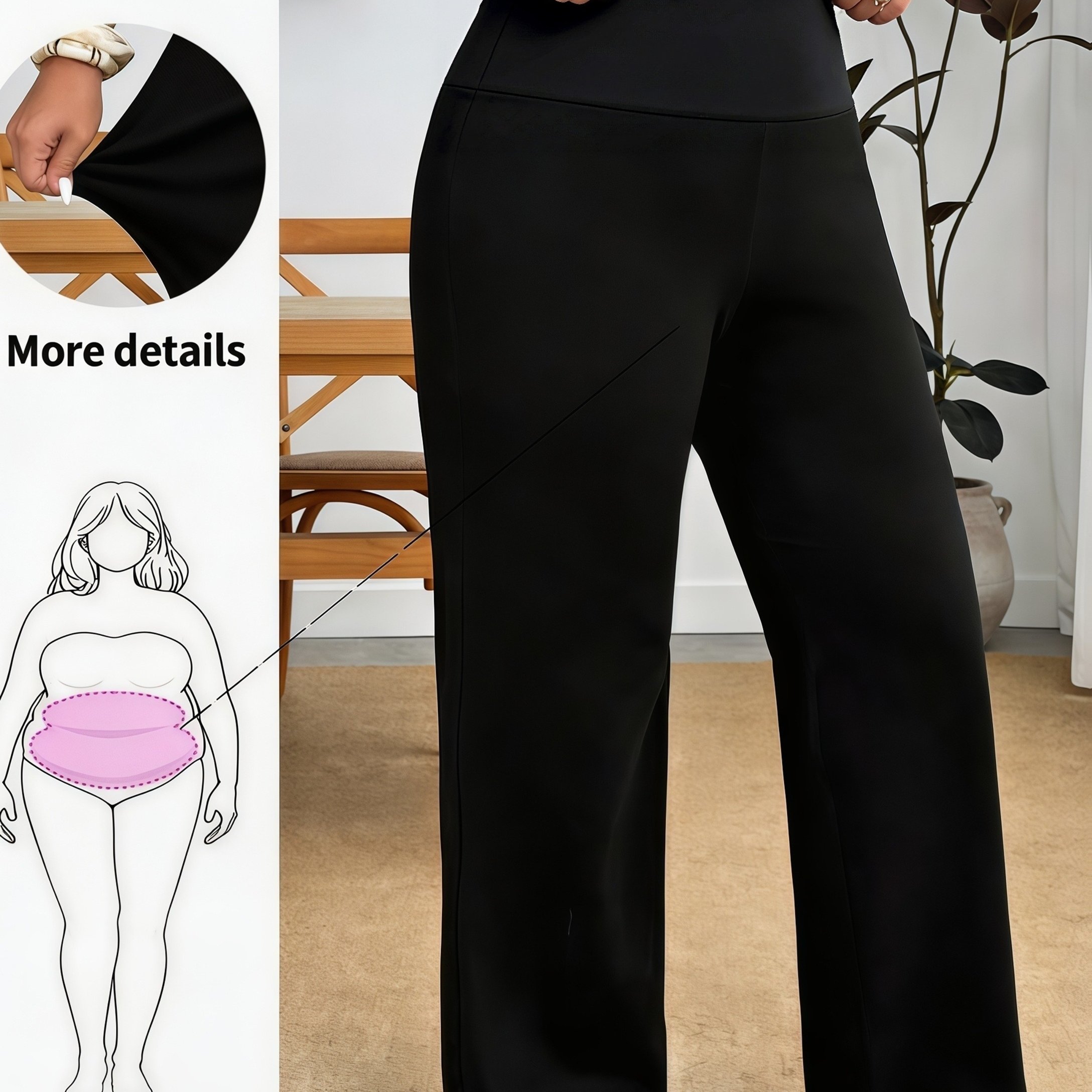 TEMU Plus Size, Plus-size Wide-waist Flared Pants, Suitable For -shaped And Curvy Figures