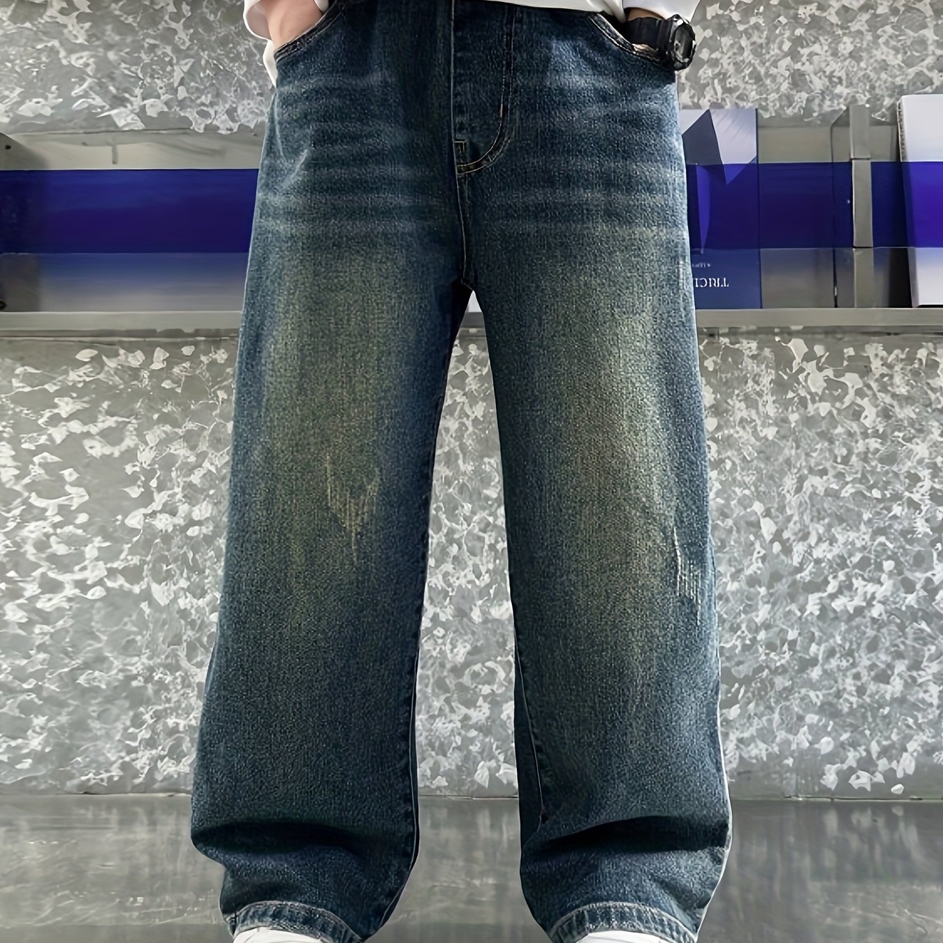 Boys' Spring Clothing 2024 New Arrival, Spring/autumn Style, Mid-to-large Size Kids' Denim Wide-leg Trousers, Trendy Long Pants For Boys