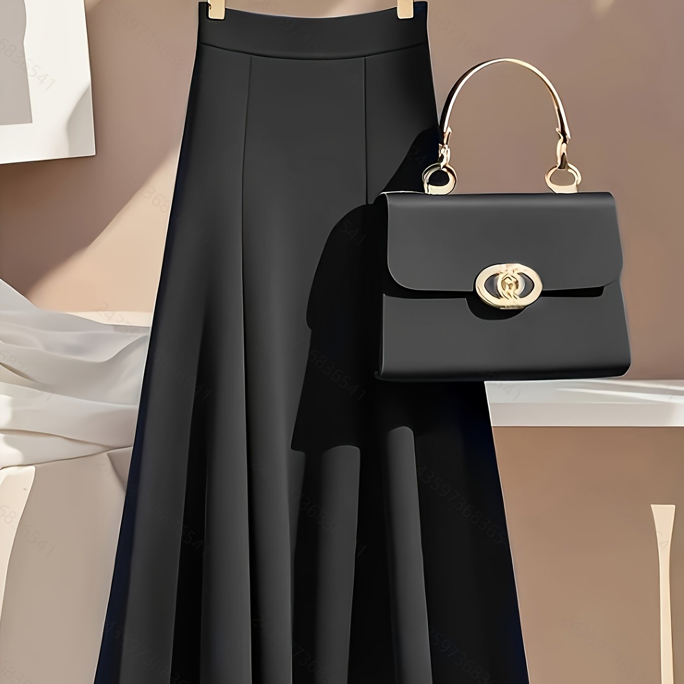 TEMU High-waist A-line Skirt With A Draped Feel, Suitable For , High-end Solid Color Skirt For Women's Apparel
