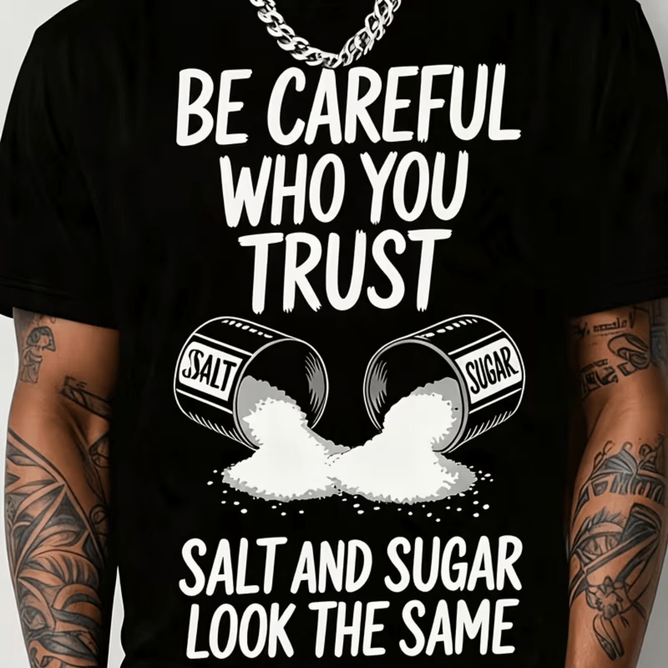 TEMU Men's 'be Careful Who You ' Graphic T-shirt - Casual Streetwear Style, Soft And Breathable, Print Design, Round Neck, Fashionable Relaxed Fit