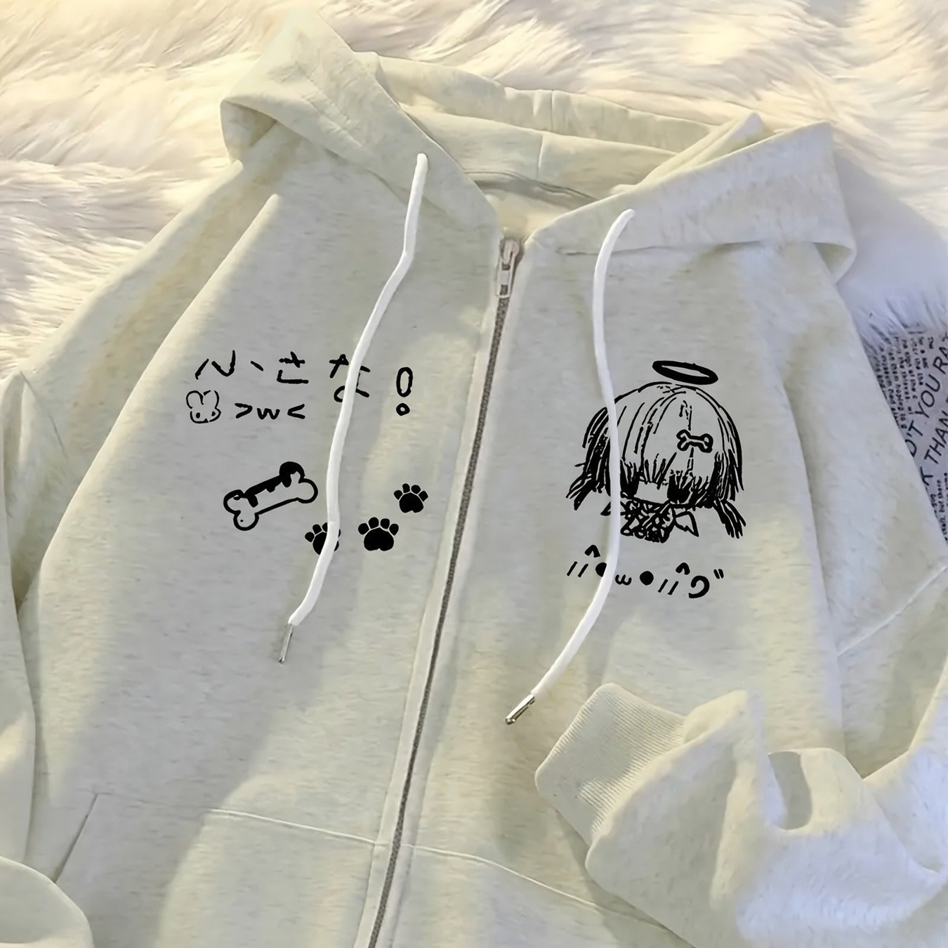 TEMU Women's Fashion Autumn/winter Sweatshirt, Casual Cute Y2k Print Anime Print Japanese Pattern Hooded Sweatshirt, Versatile With 2 Prints