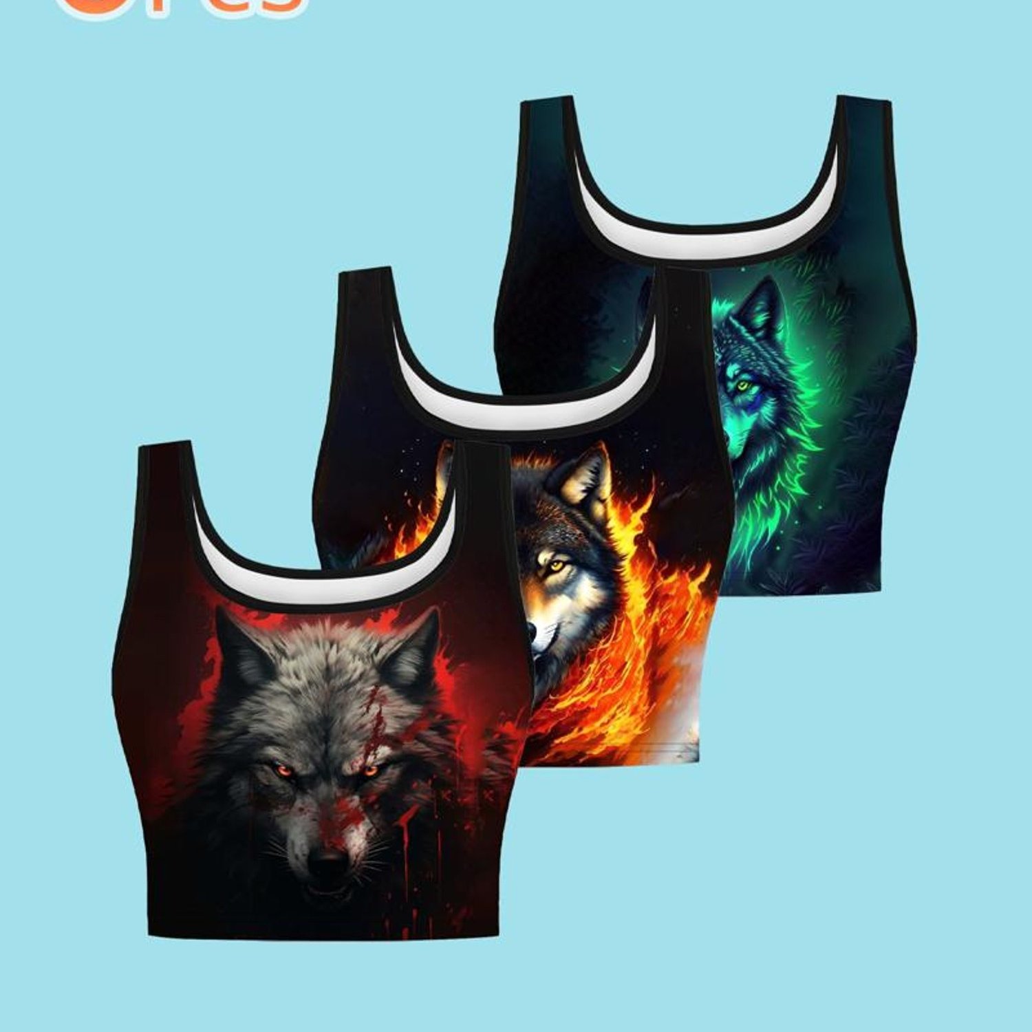 TEMU 3pcs Women's Tops, Wolf-themed Graphic Design, Mixed Color, Material, Multiple Sizes , And Stylish, Perfect For Daily Wear And Casual