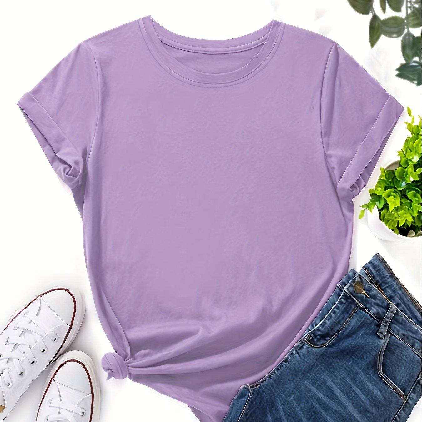 casual crew neck loose t shirt solid short sleeve fashion summer t shirts tops womens clothing