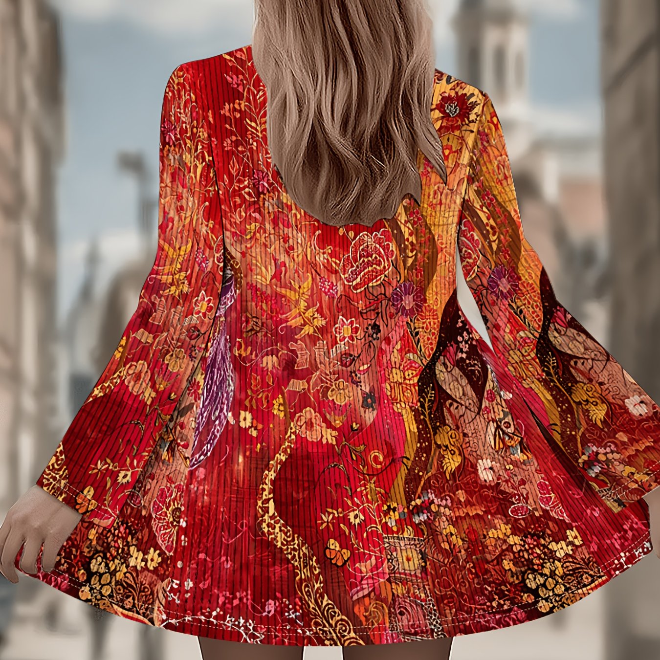 TEMU [printed Design - Not Textured] Women's Elegant Floral Cardigan - Long Sleeve Casual Jacket, Pattern, Floral Motif With Retro Hippie Vibe, ,