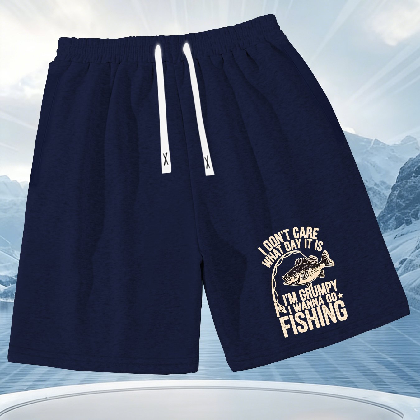 TEMU Men's Casual Summer Sports Shorts | Elastic Drawstring, Fishing Pattern, Stretch Fabric, Regular Fit, With Pocket