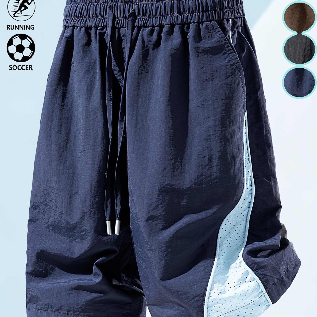 TEMU Side Mesh Contrast Shorts Men's Design Breathable Athletic Casual Shorts Casual Outdoor Home Sports Shorts