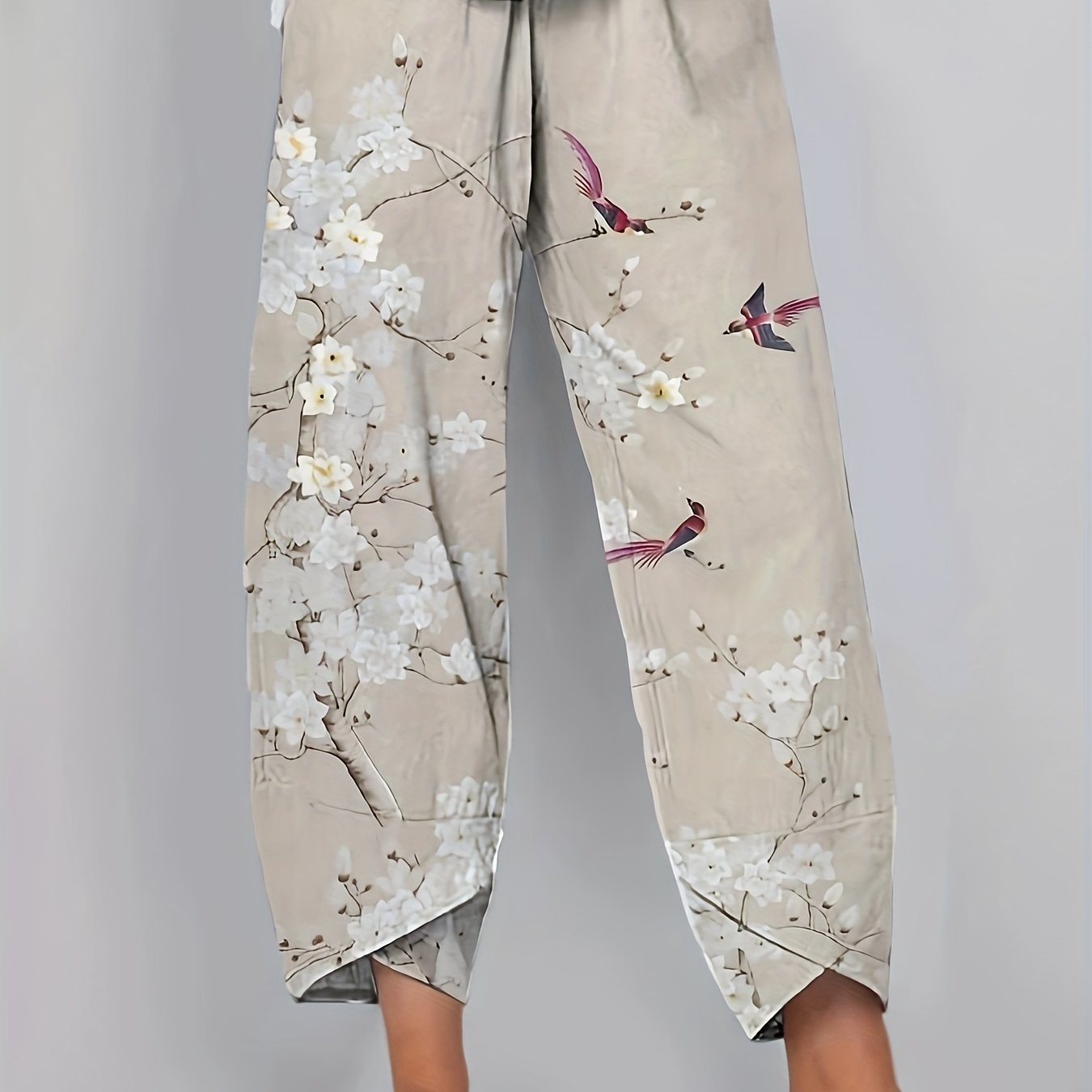 Image of Spring And Summer Women's Casual Pants, Printed Design Versatile Pants, Women's Loose Elastic Waist Pants, Women's Clothing