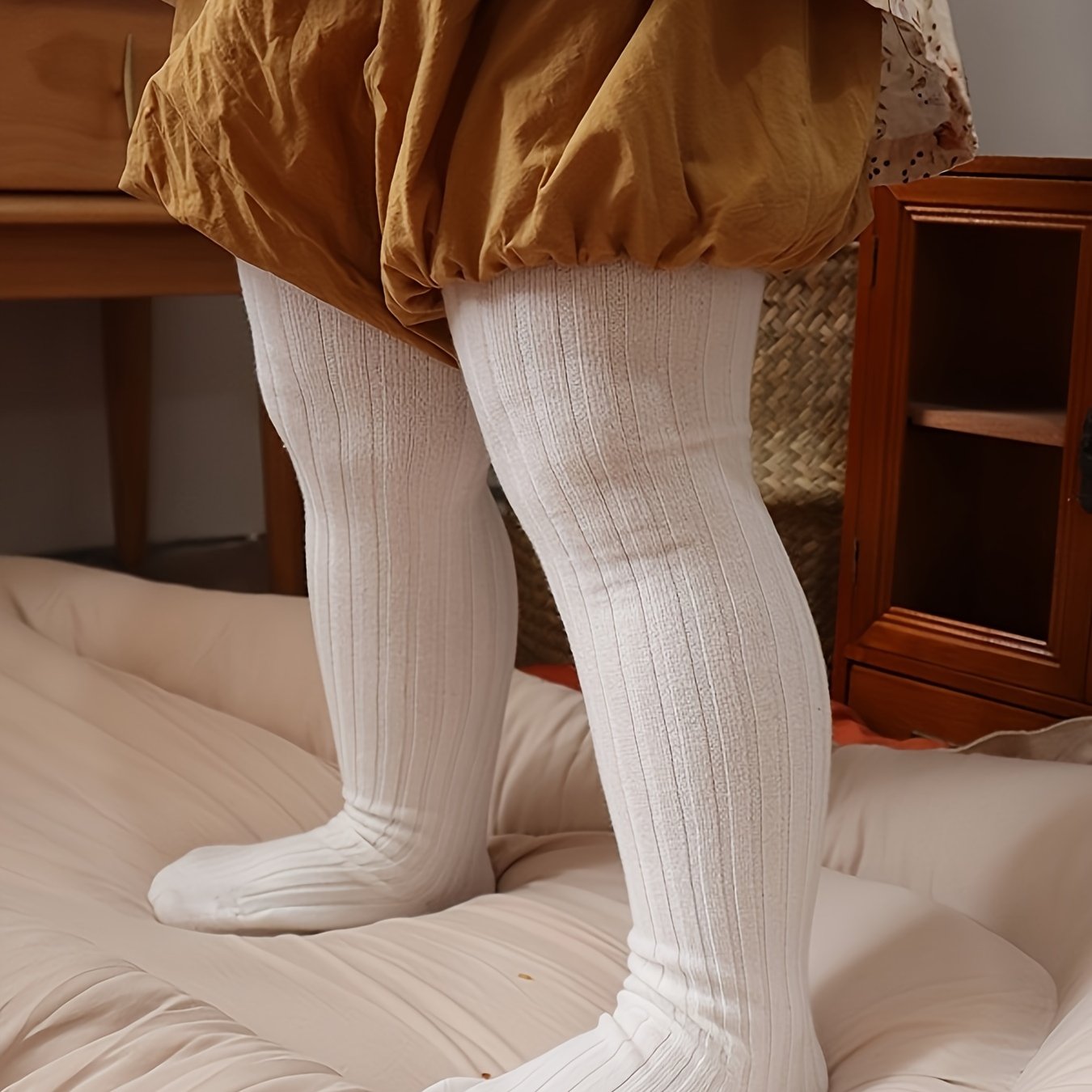 Image of Spring Summer Autumn Children's Baby Vertical Strip Knit Leggings Fashion Versatile Solid Color Kids Tights Cute Baby Essential Wear