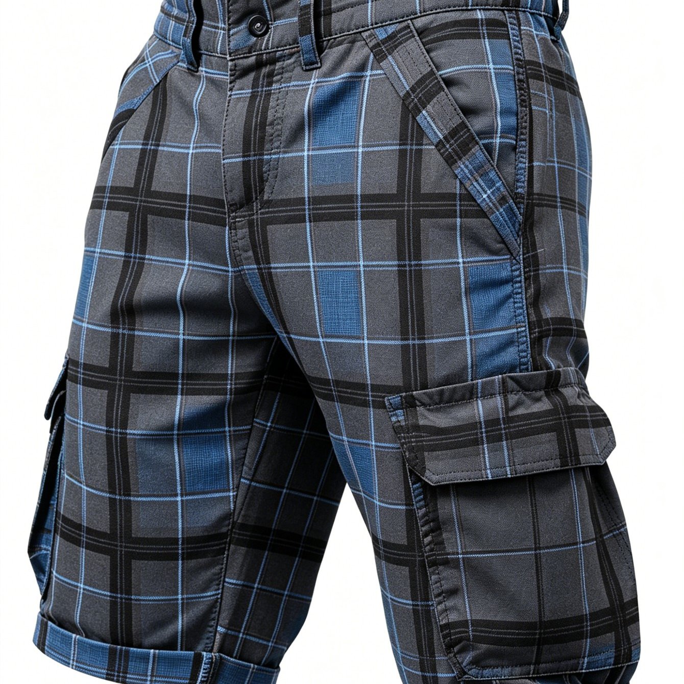 Image of Men's Retro British Style And Print Plus Size Cargo Shorts Soft And Skin-friendly Breathable Comfortable Multi-pocket Five-point Mid-length Pants, For Boyfriend Or Husband
