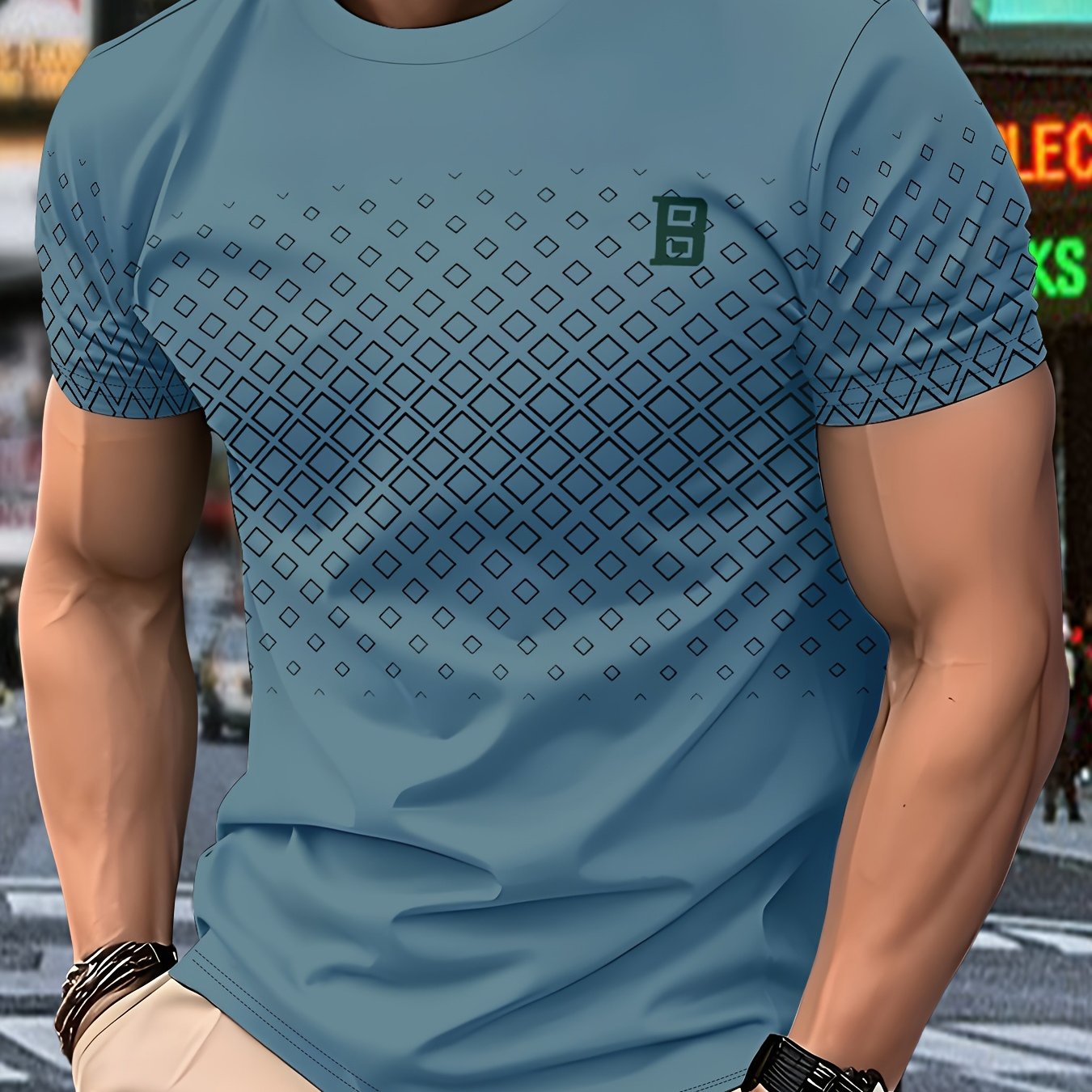 TEMU Men's Fashion Casual T-shirt - , Round Neck Short Sleeves, Machine Washable, Comfortable For , Daily Wear | Round Neck T-shirt | Smooth Texture
