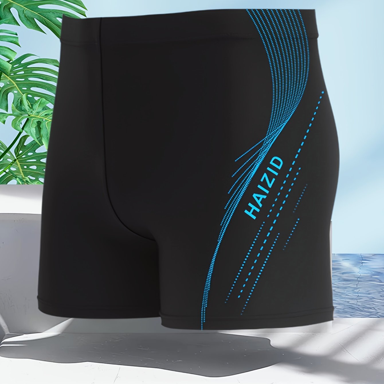 Image of Solid Color Letter Swim Brief Cut Beach Swimming Trunks Men's Pants Swimming Men's Swim Brief Shorts