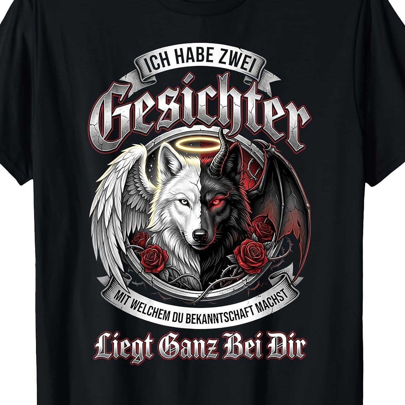 Demon, Wolf Slogan T-shirt Men's T-shirt Comfortable Perfect For Home|outdoor|work|gifting (birthdays|valentine's Day|mother's Day) S To 3xl Unisex