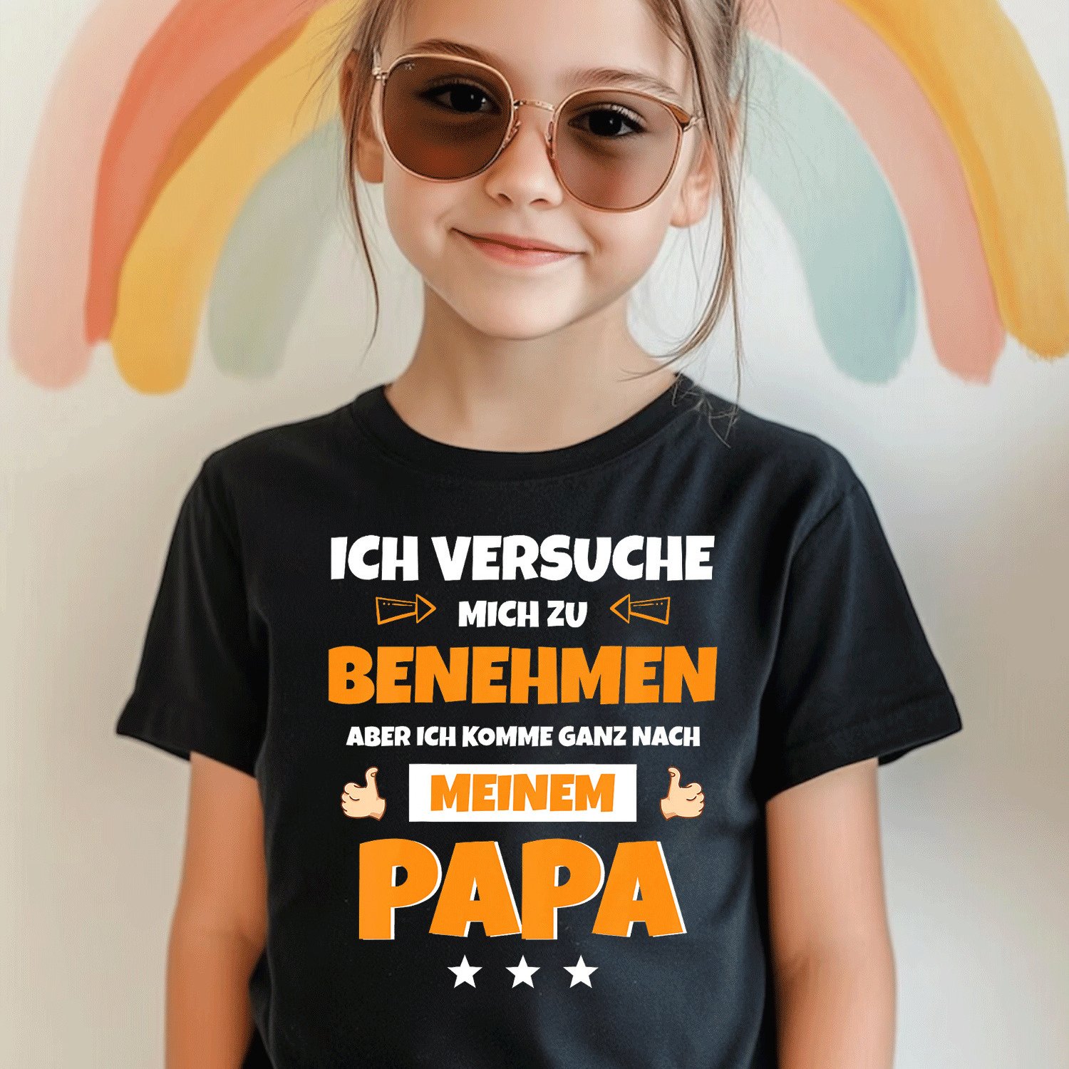 Image of T-shirt With German Text 'ich Komme Ganz Nach Meinem Papa' [german Language] Comfortable Casual Crew Neck Tee For Boys And Girls T Shirt, 200g