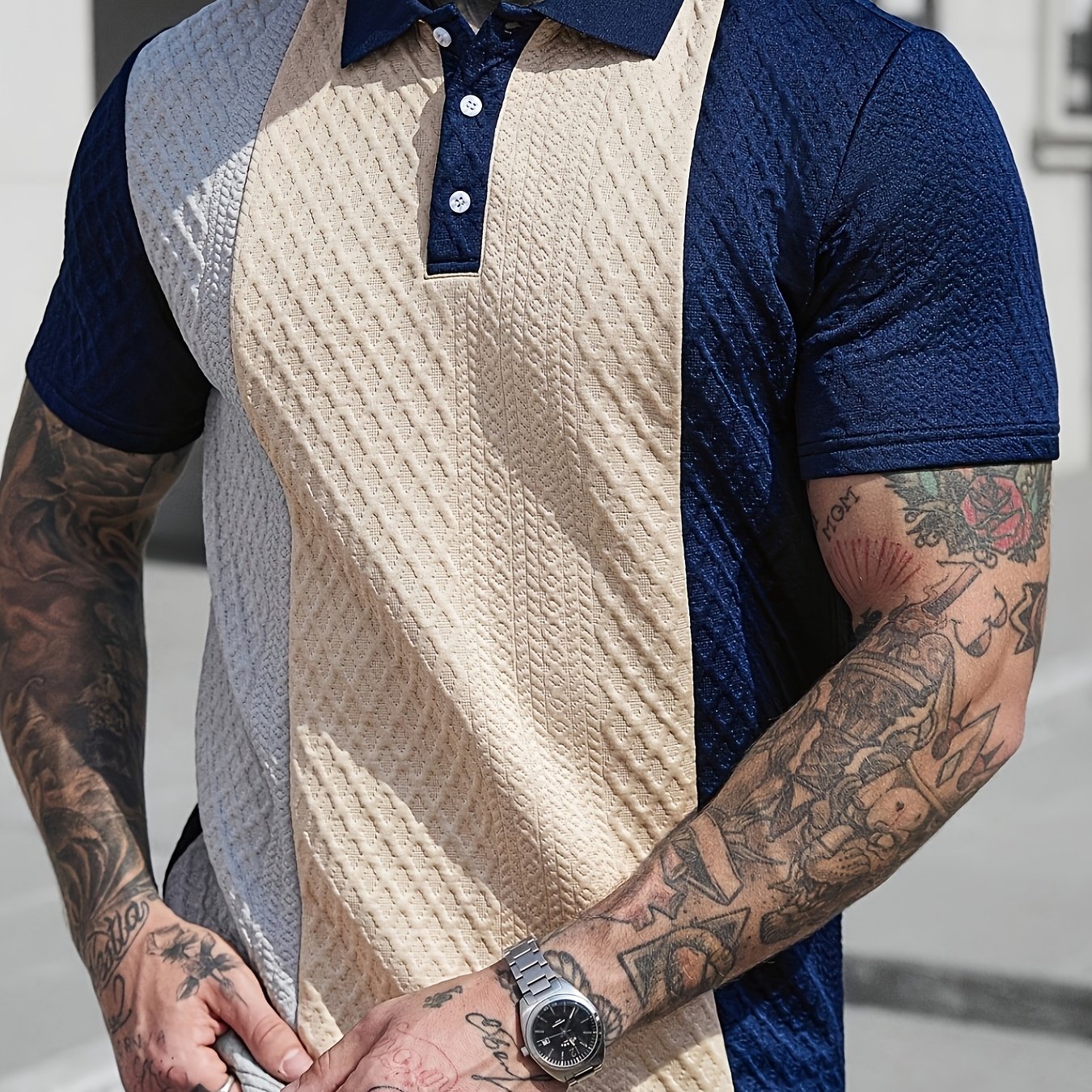 TEMU : Men's Casual New Shirt, Textured Soft Fabric, Details, Outdoor Leisure Business Breathable Short-sleeve Shirt Golf Shirt