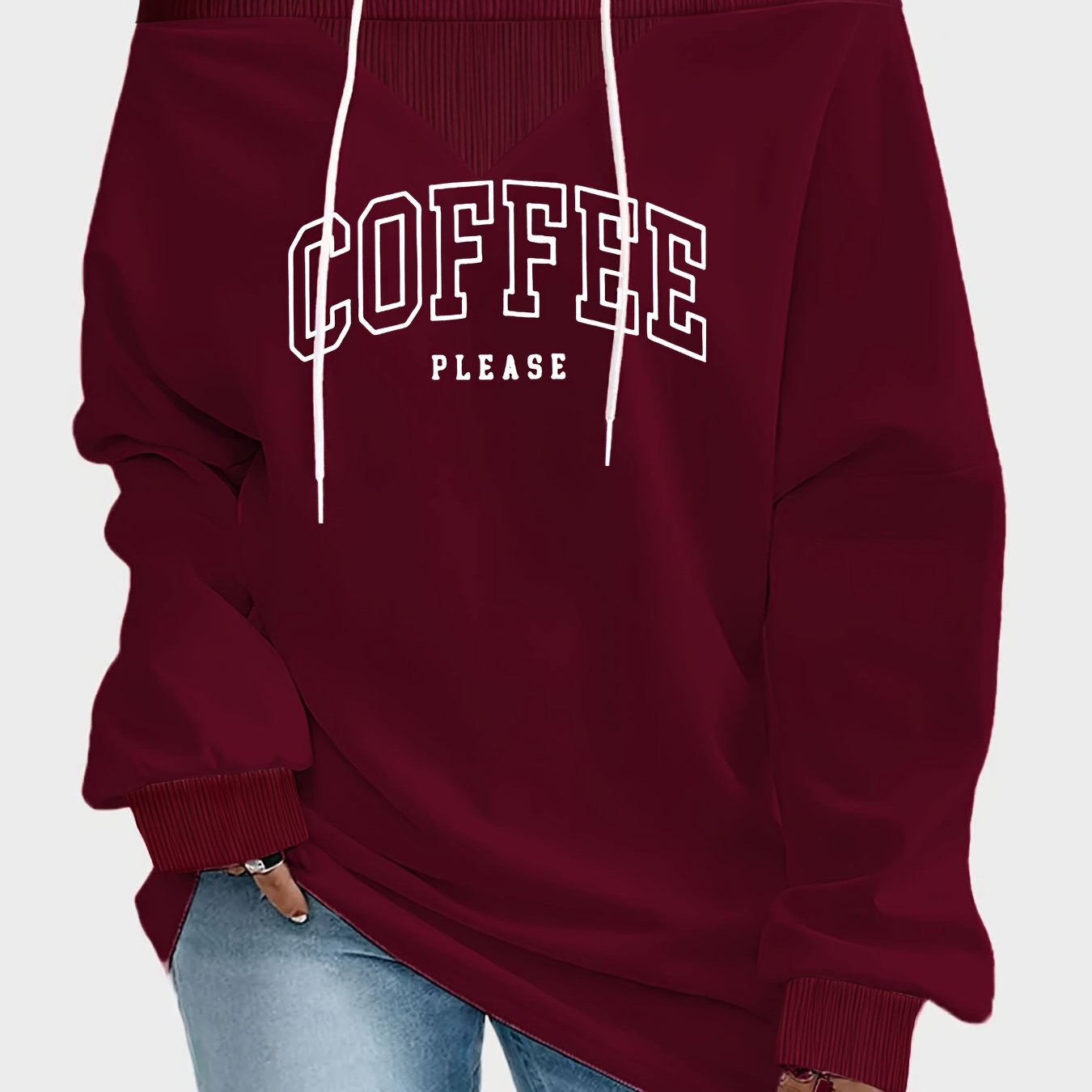TEMU Plus Size - Letter Print, Lazy Style Plus Size Trendy Fashion Women's Clothing, One-shoulder Sweatshirt, Loose And Body-, Size 0xl-8xl, Casual