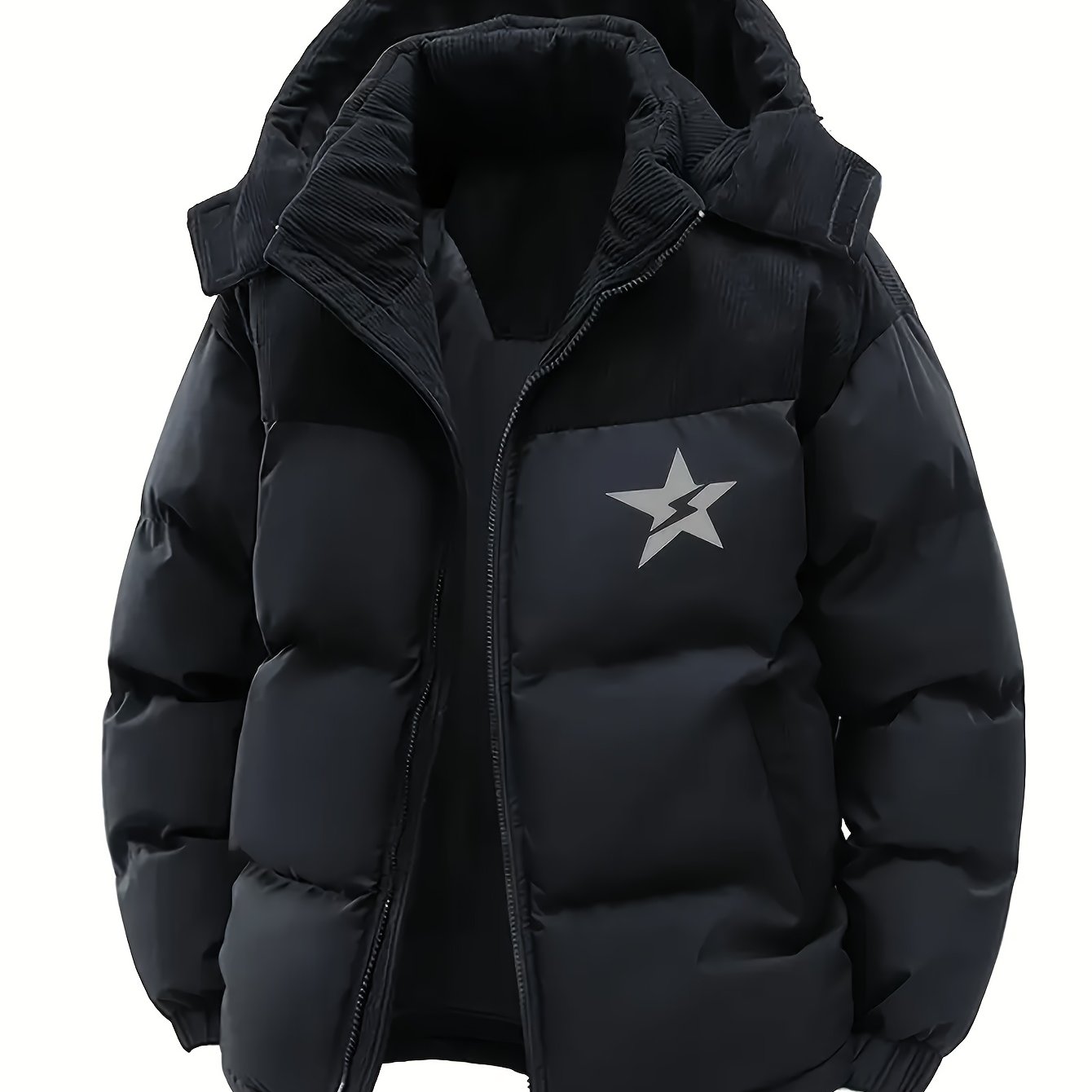 TEMU Veste d'hiver épaisse et chaude à de couleur matelassée pour homme