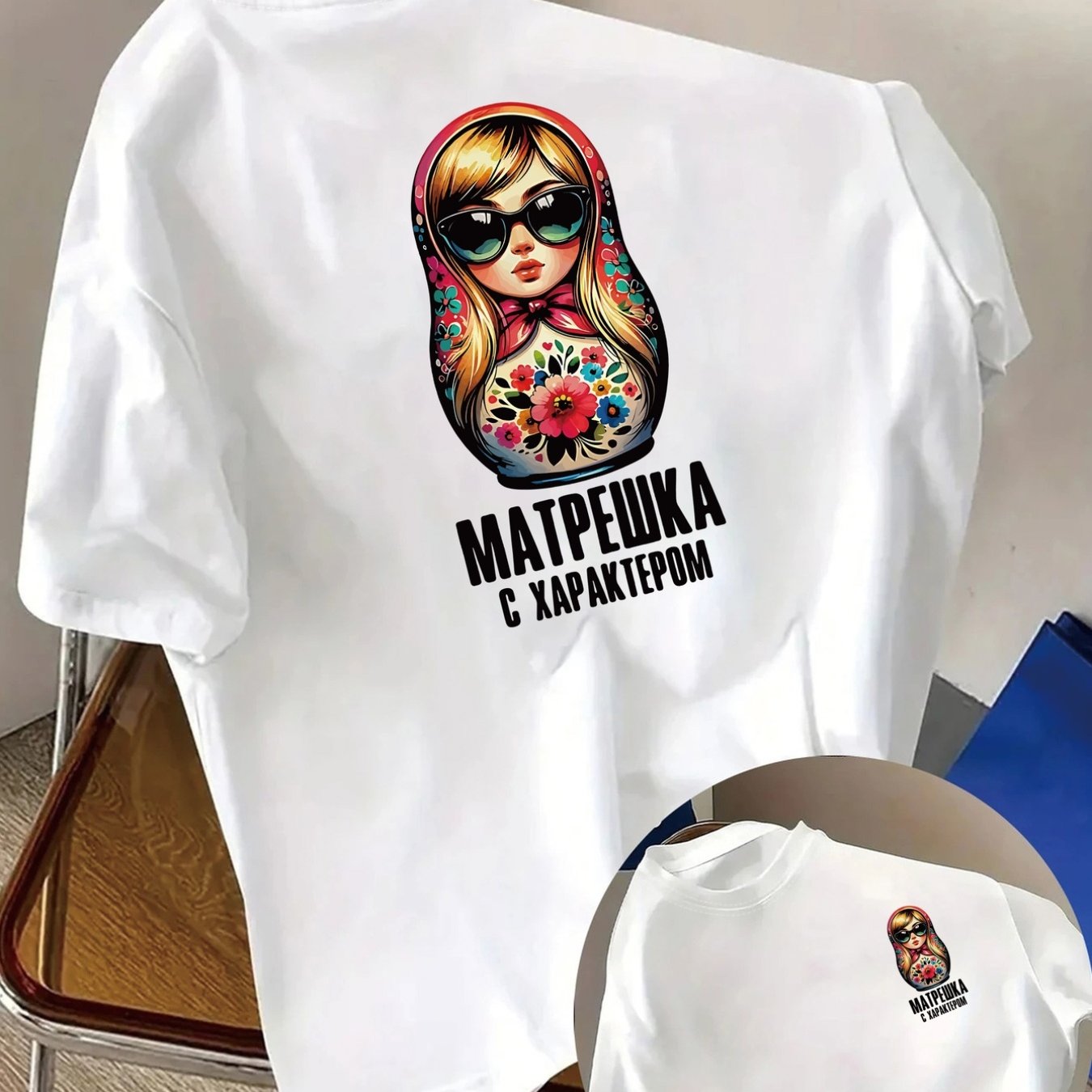 Image of Fashion Sunglasses Print T-shirt Short Sleeve Crew Neck Casual Top For , Women's Clothing