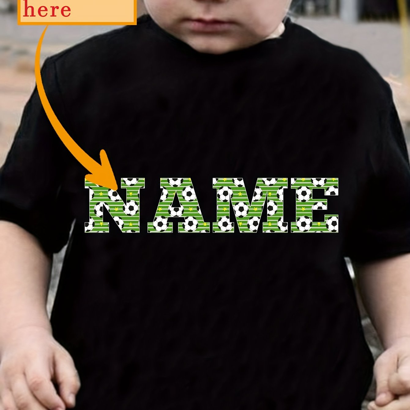 Custom Name Soccer Print Boys' T-shirt - Soft Polyester, Casual Round Neck, Machine Washable - Perfect For Spring/summer
