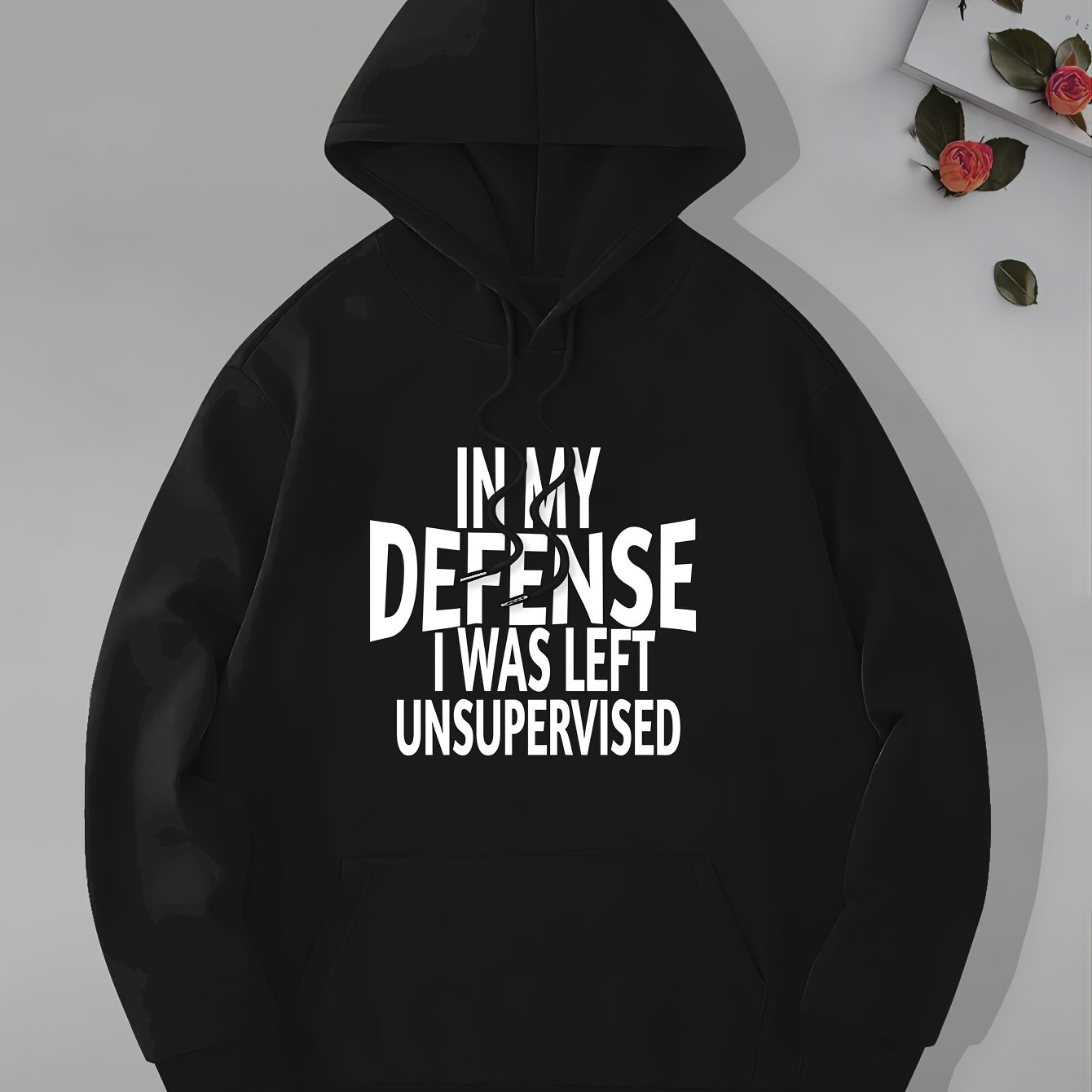 TEMU Men's Letter Print Fashion Casual Drawstring Hoodie With Kangaroo Pocket Sweatshirt