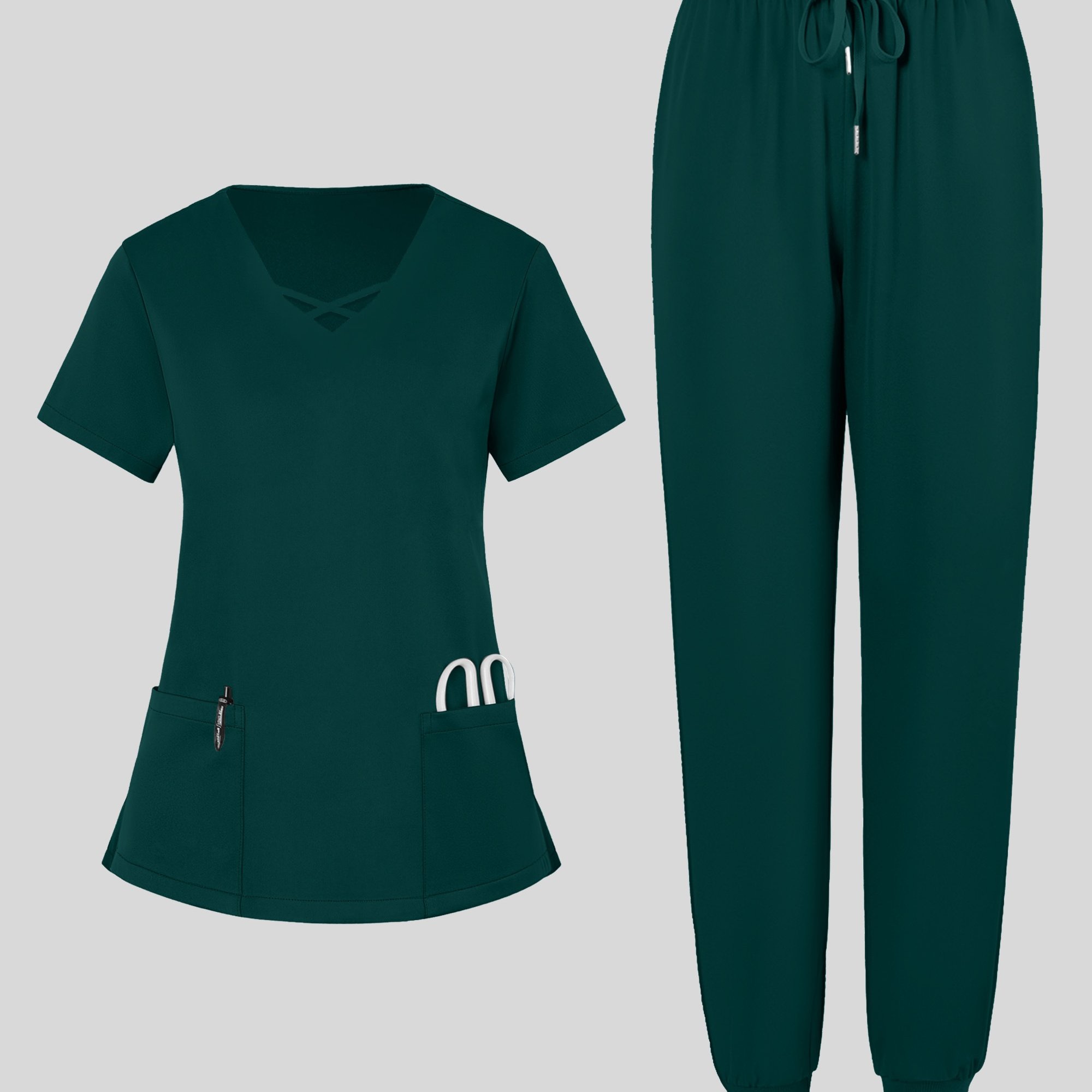A Set Of Short-sleeved Garments For Hand Washing, Intended For Female Professionals In Dental , Suitable For Pet Hospitals And Beauty Salons
