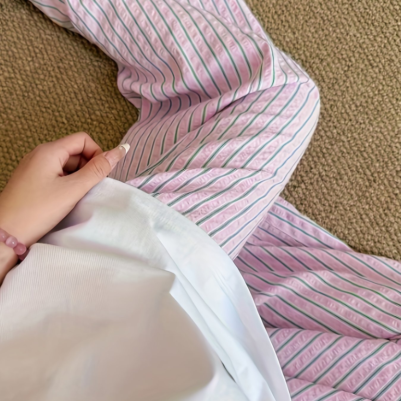 E-shop Hosen mit rosa-grünen Streifen - Lässige und bequeme Passform, elastischer Bund, elegant und vielseitig, maschinenwaschbar, bequem für das ganze