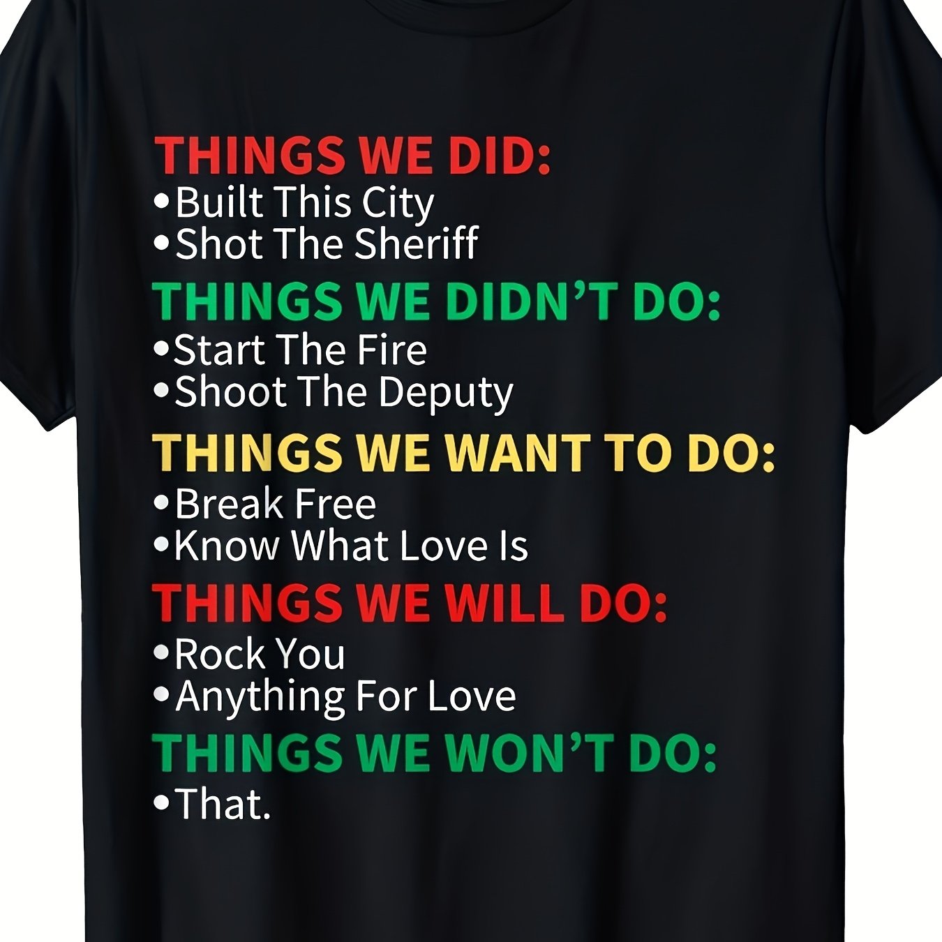 TEMU Men's & Vintage City Lyrics T-shirt - Band Tee With Song Lyrics & Album Titles, Loose Fit Short Sleeve Round Neck Casual Shirt Suitable For