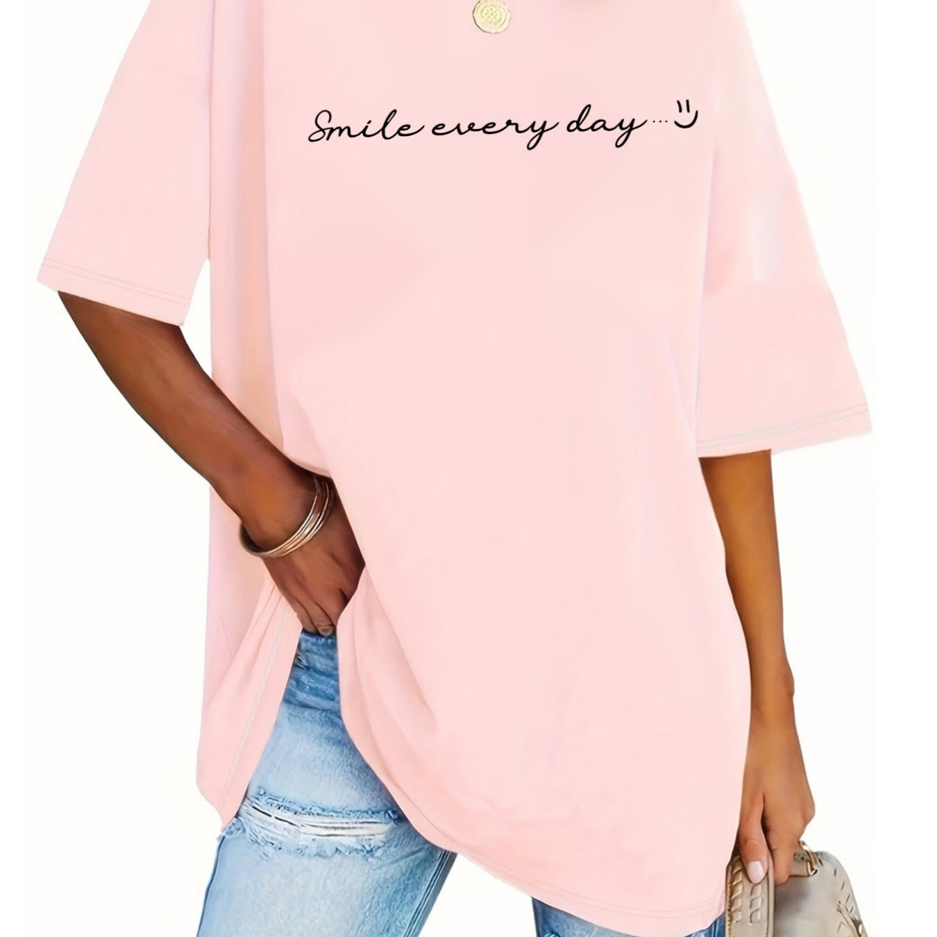 TEMU Plus Size, A Very Trendy Plus-size Women's Fashion T-shirt Featuring The 