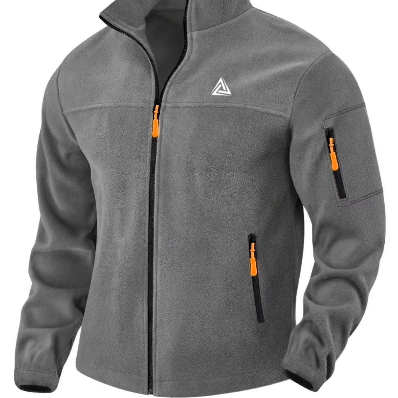 TEMU Easy Triangular Geometric Print Fleece Jacket Men's Arm Side Lightweight Outdoor Fleece Jacket Daily Versatile Top